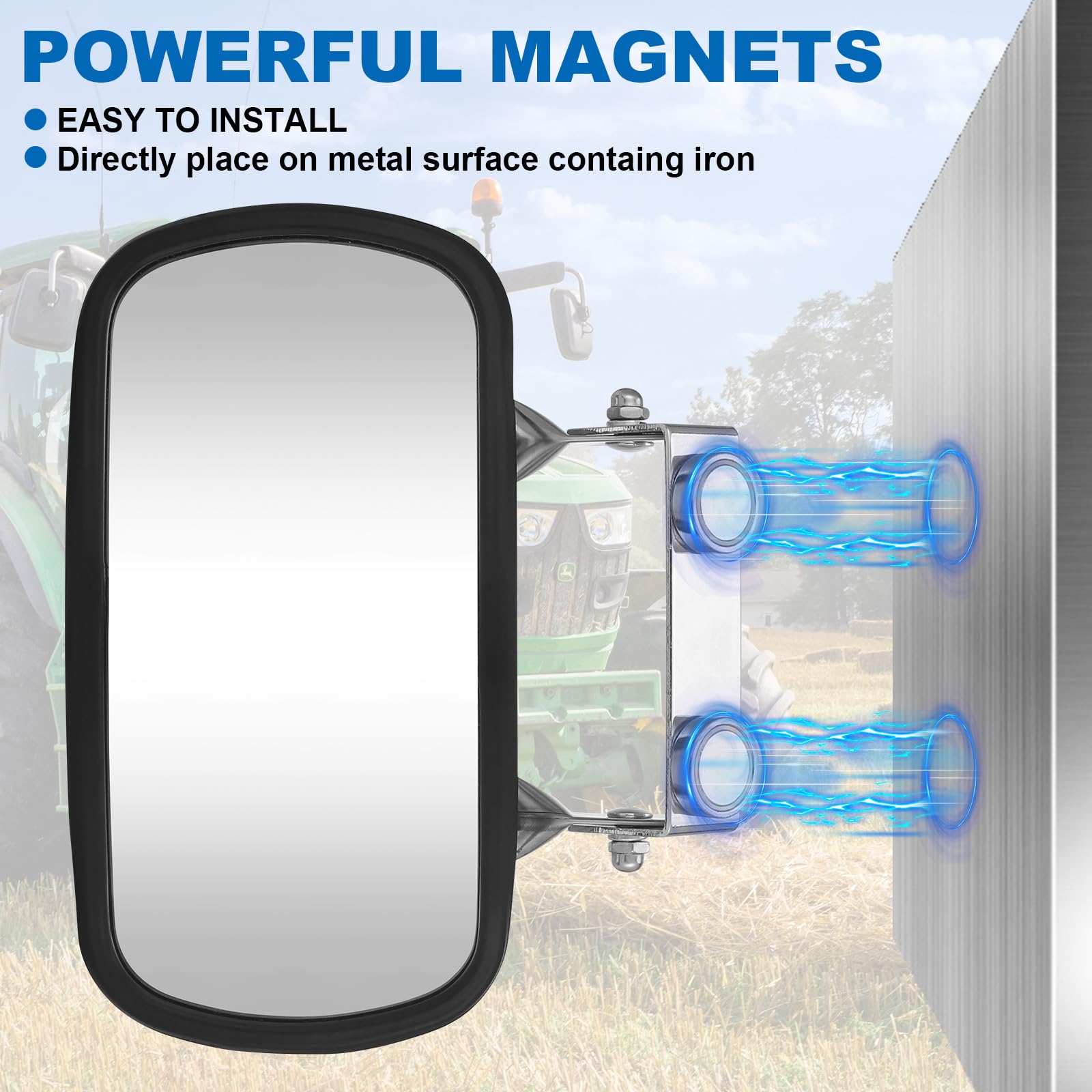 Strong Magnetic Tractor Side Mirror Compatible With Kubota Mahindra John Deere Tractor Accessories, Golf Cart Rear View Mirror,