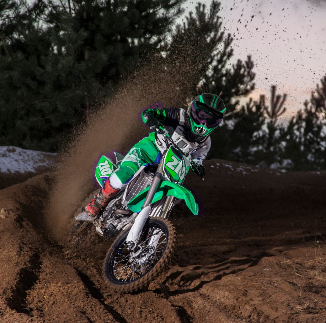 Motocross Helmet,Adult &Youth Trend Full Face Helmet,Atv Motorcycle Helmet,Dirt Bike Downhill Off-Road Mountain Bike Helmet,Dot Certified,4-Piece Set (Green, Xl)