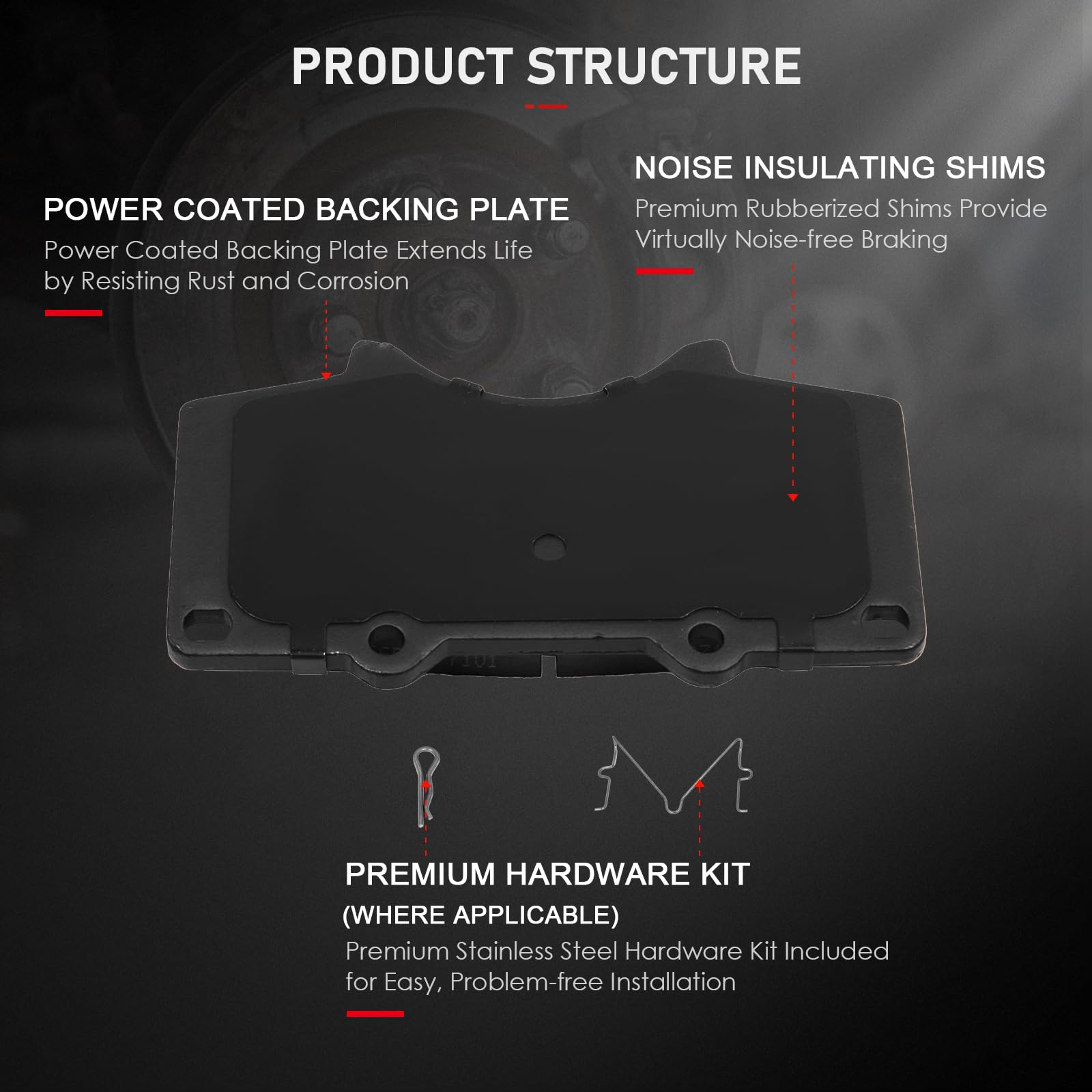 Cciyu D976 4Pcs Front Ceramic Brake Pads Kits 2010-2019 For Lexus,2001-2019 For Toyota