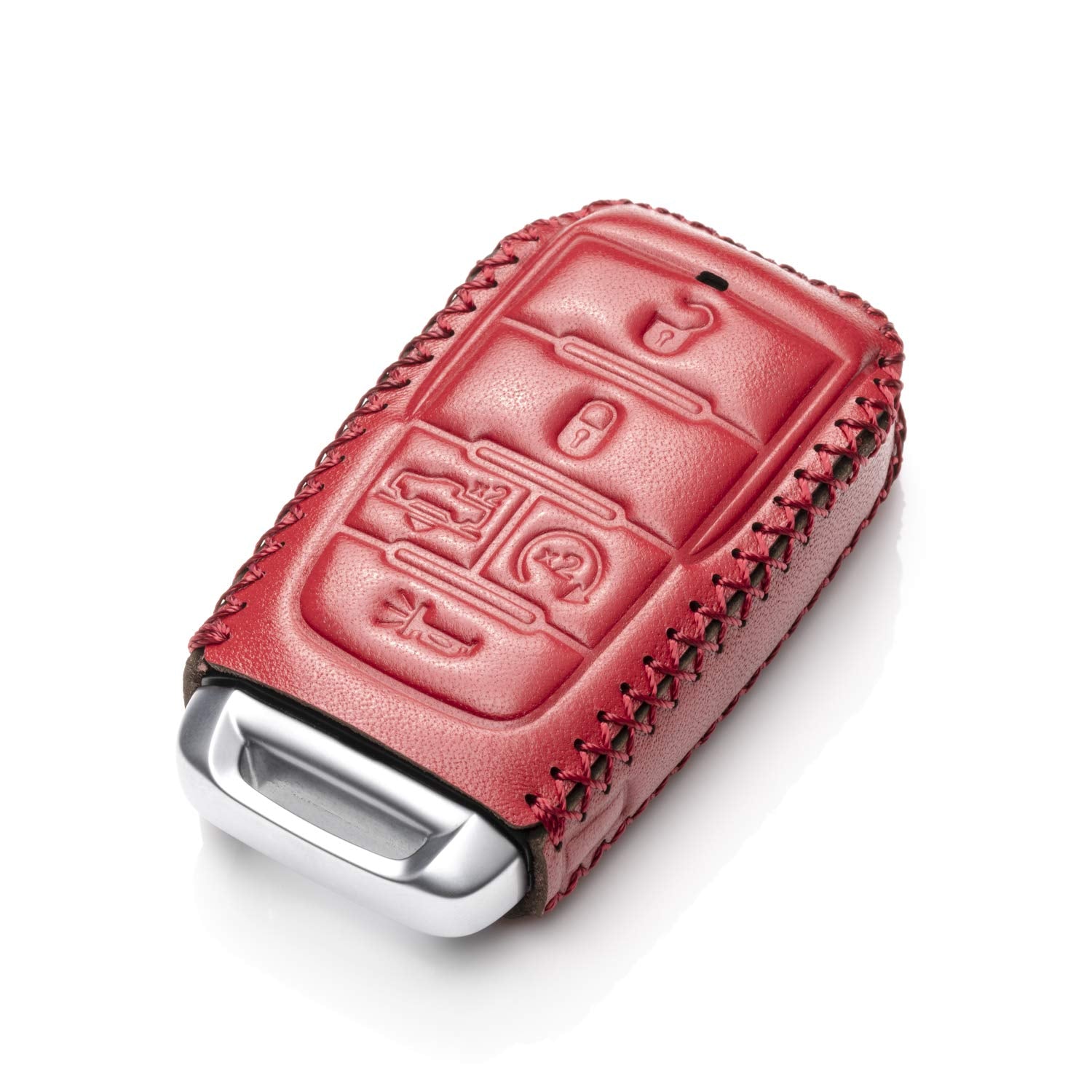 Vitodeco Genuine Leather Smart Key Fob Case Cover Protector Compatible With Ram 1500, Ram 2500, Ram 3500 2019 - 2024 (5-Button W