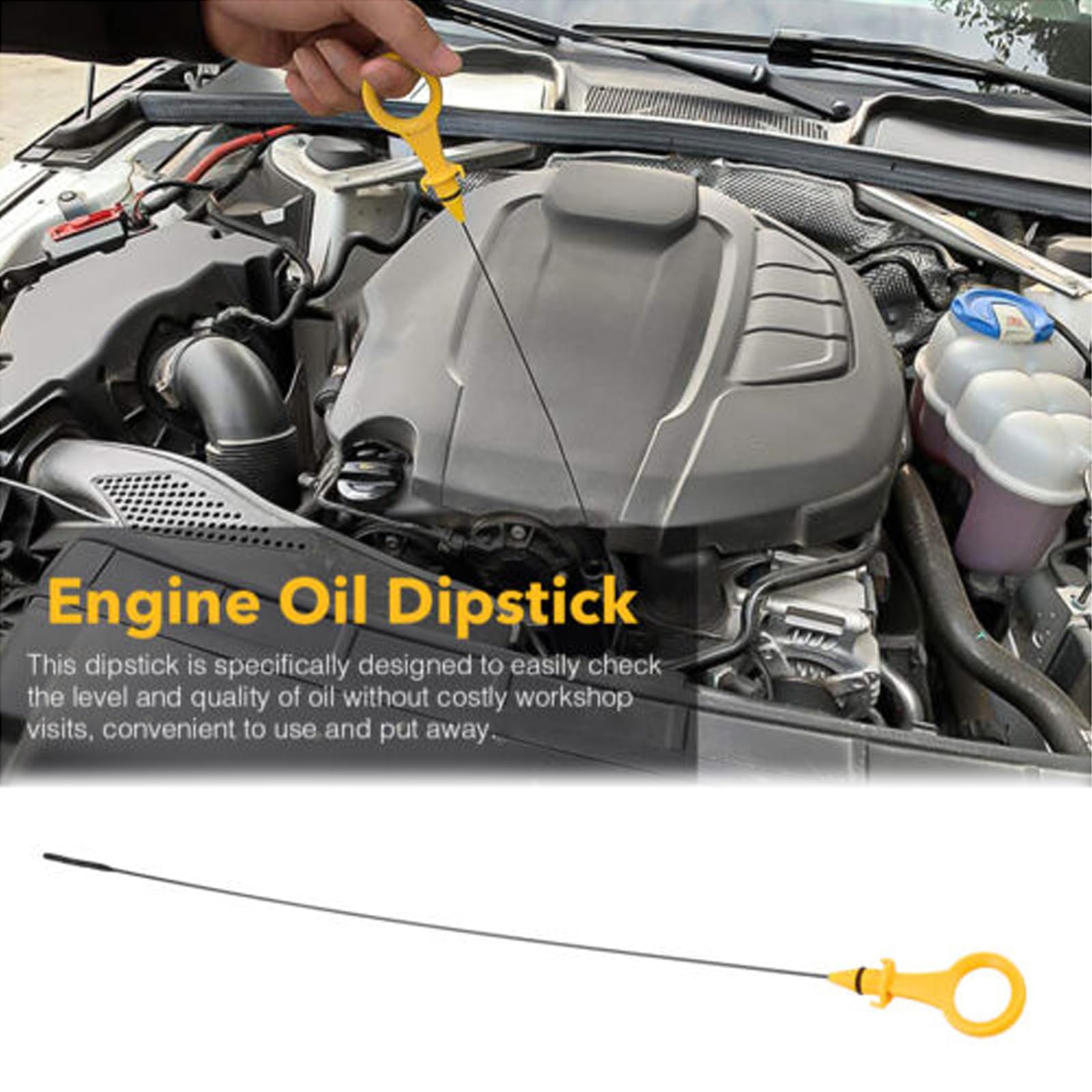 E-Vniko Engine Oil Level Dipstick Indicator for Audi A3, A4, A5, Q3, Q5, Passat B6, Jetta - Replace 06H115611