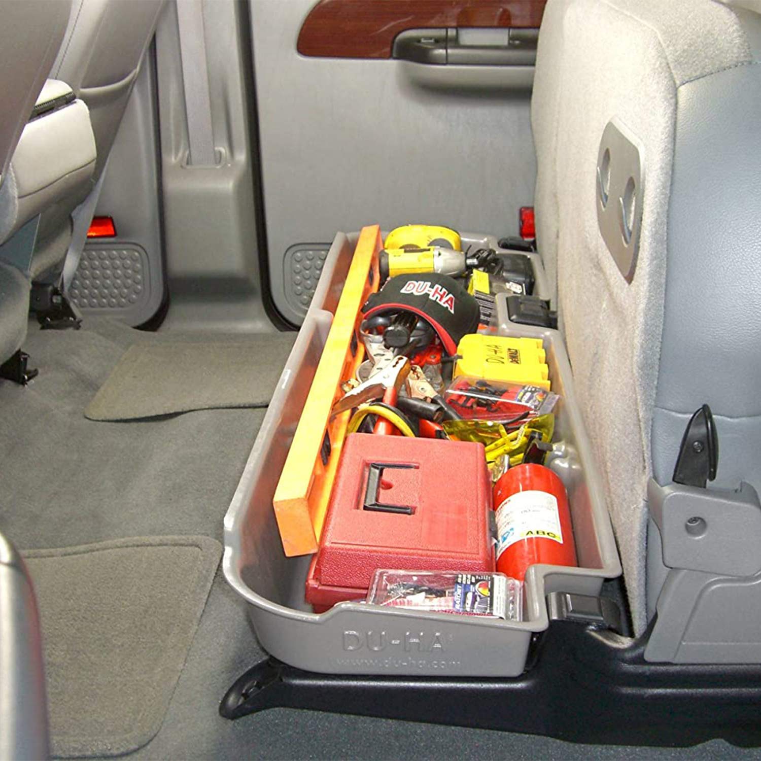 Du-Ha Under Seat Storage Fits 2008-2016 Ford F250 F350 F450 F550 Super Duty Crew Cab With 60/40 Split Bench Seats Only | Black Heavy-Duty Back Seat Organizer | 20067