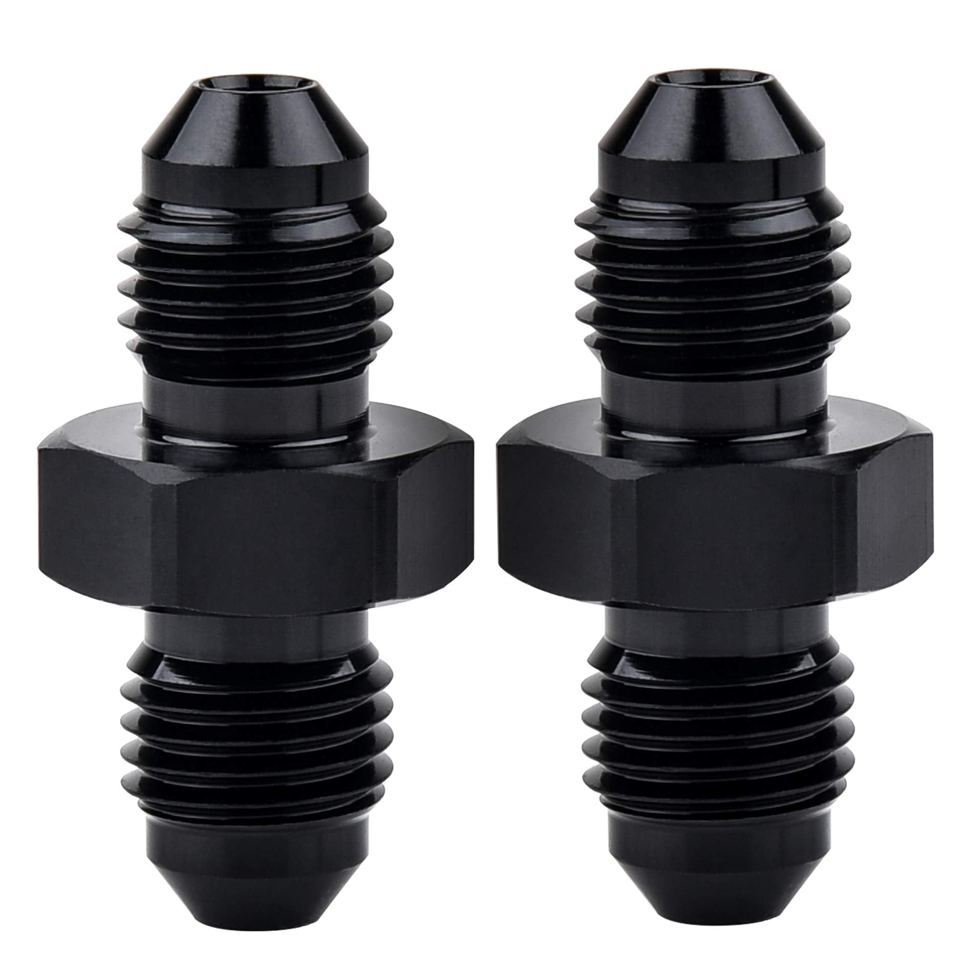 Evil Energy 4An Male To Male Flare Coupler Union Straight Fuel Hose Adapter Fitting Black 2Pcs