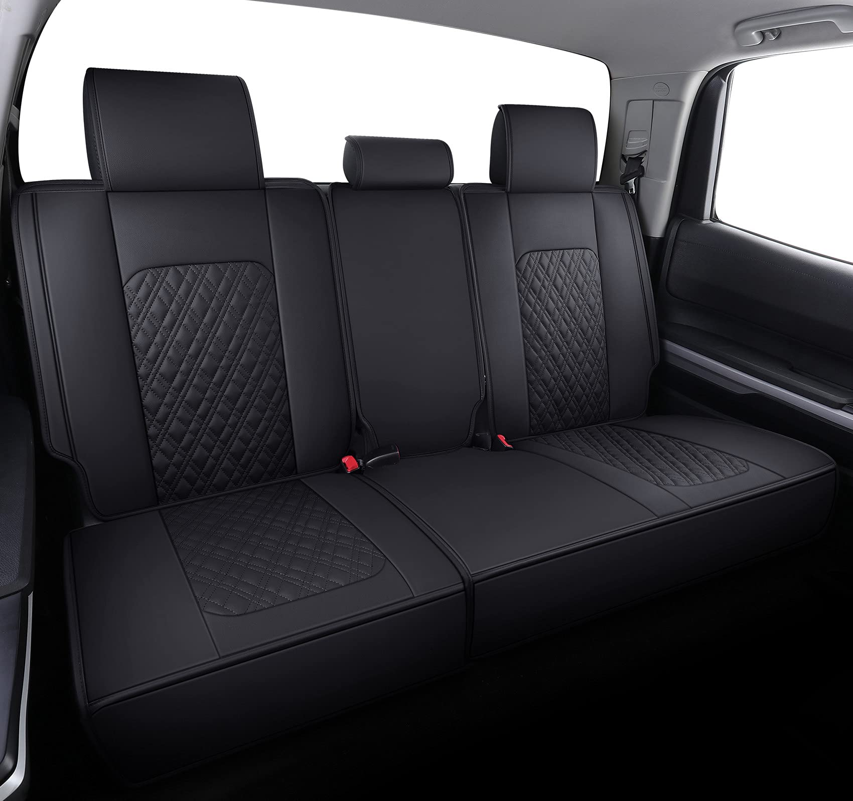 Aierxuan Toyota Tundra Seat Covers Full Set Custom Fit 2008-2024 Crewmax Cab Double Cab Pickup Truck Waterproof Leather Tundrasine Concept Limited Platinum 1794 Edition Car Cushions Black