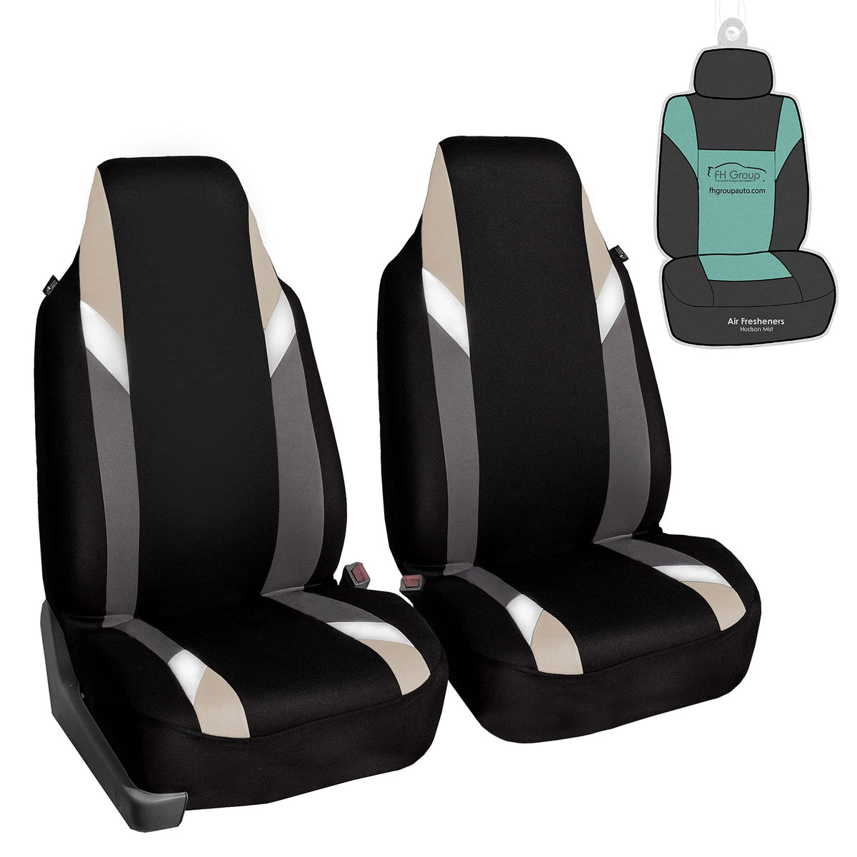 FH Group Premium Modernistic Seat Covers Pair Set, Airbag Compatible-Universal Fit for Cars Trucks and SUVs (Beige)