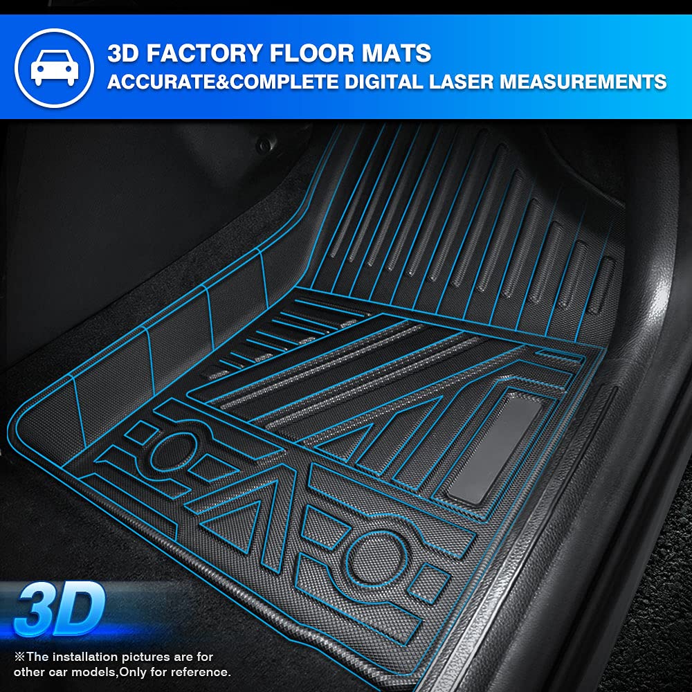 T Tgbros Floor Mats Custom Fit For 2018-2023 2024 Volkswagen Vw Atlas Accessories All Weather Protection Tpe 2 Rows Floor Liners Set Non-Slip Black