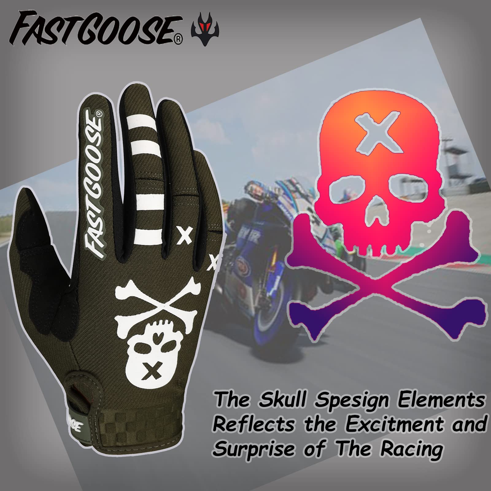 Fastgoose Dirt Bike Motocross Gloves - Motorbike Riding Bike Gloves For Off Road Racing & Cycling (Olive, Xx-Large)