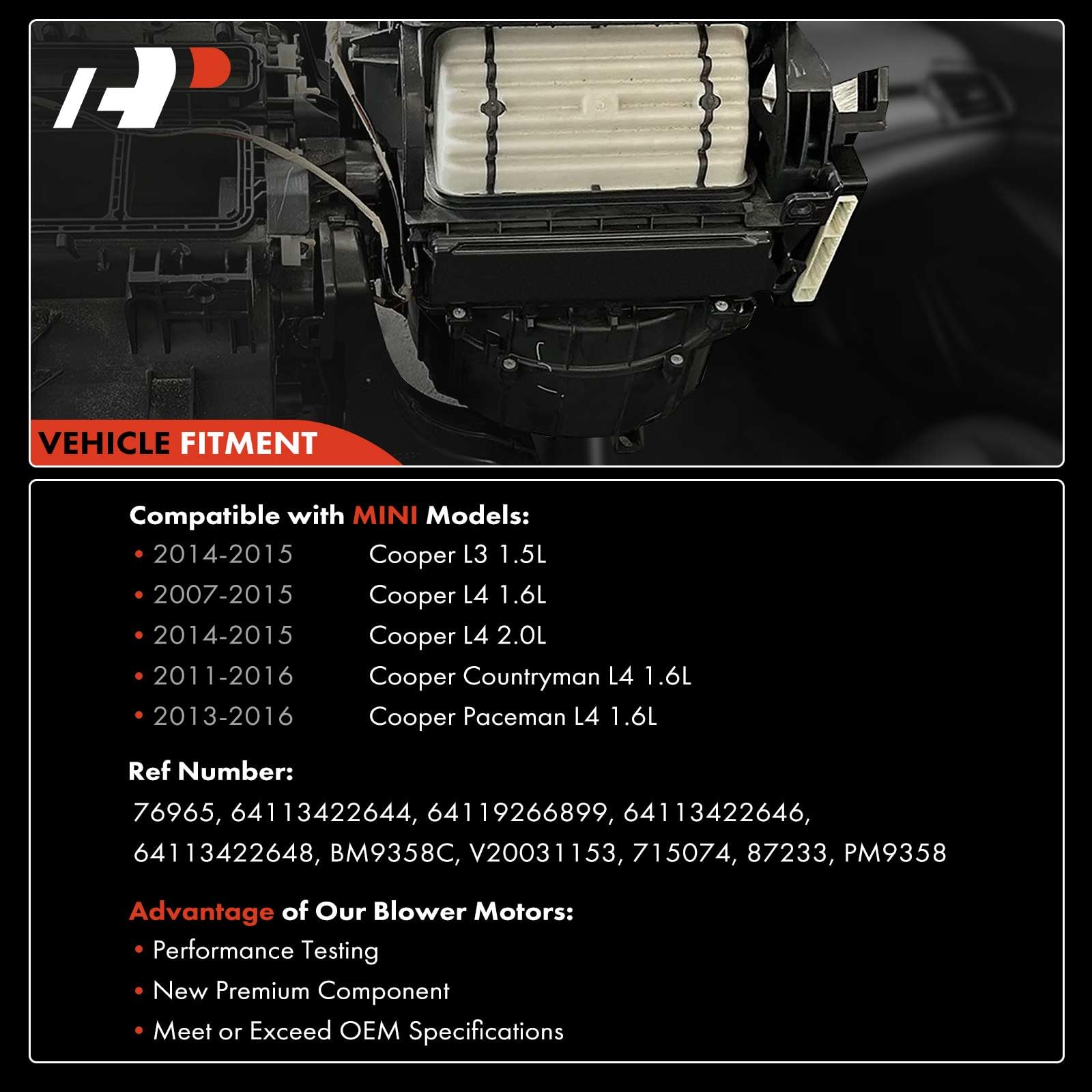 A-Premium Hvac Blower Motor With Fan Cage Compatible With Mini Cooper 2008-2015 Cooper Paceman 2013-2016 Cooper Countryman 2011-2016