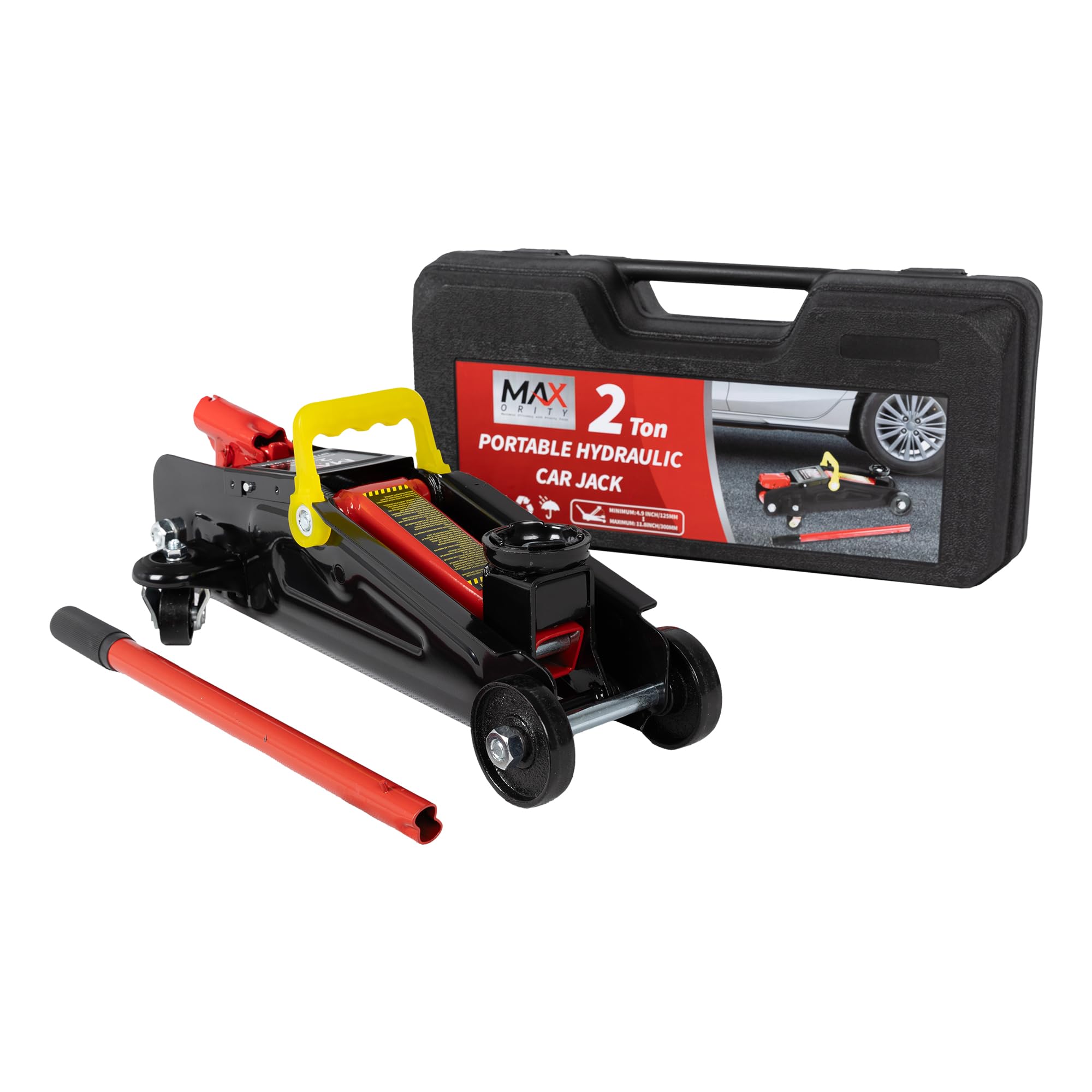 3 Ton (6600 lbs.) Big Wheel Dual Pistons Heavy-Duty Steel Construction Off-Road Jack, Hydraulic Car Jack with Extra Adjustable H
