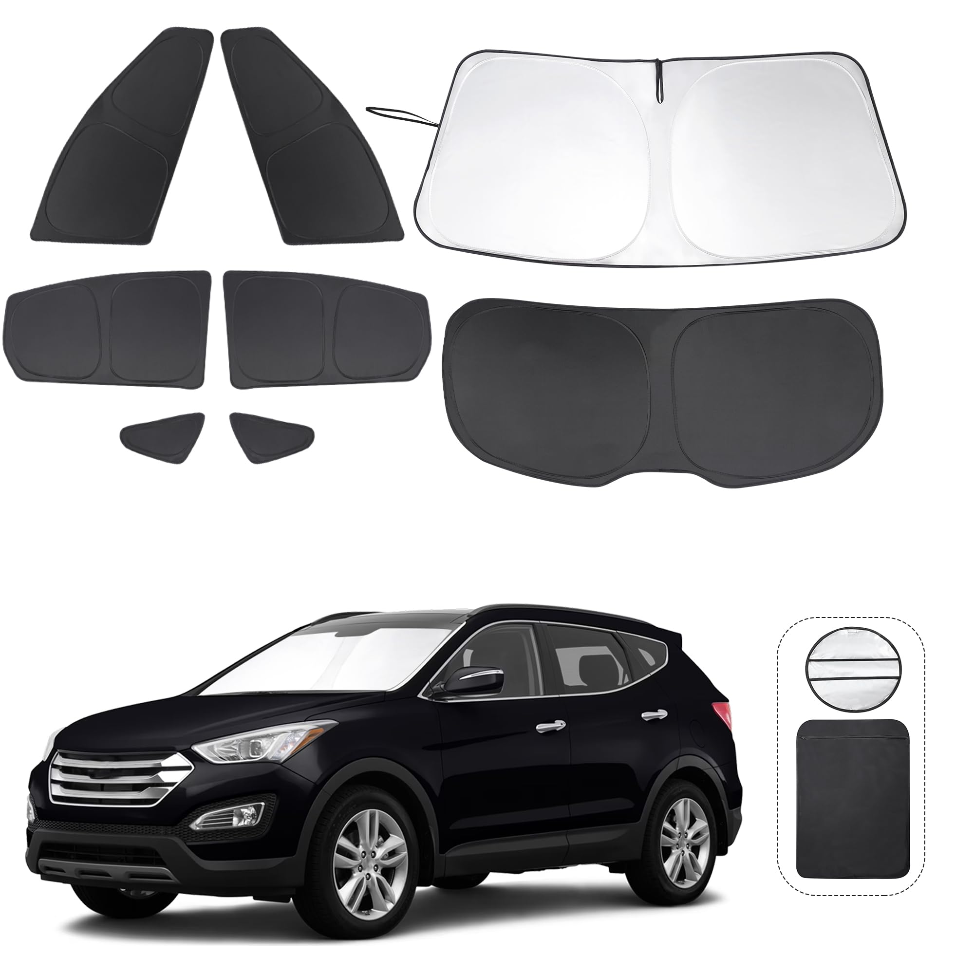Tinglu Window Shades For Hyundai Santa Fe 2013-2018 Accessories Car Side Full Windows Rear Triangular Windshield Sun Shade Sun U
