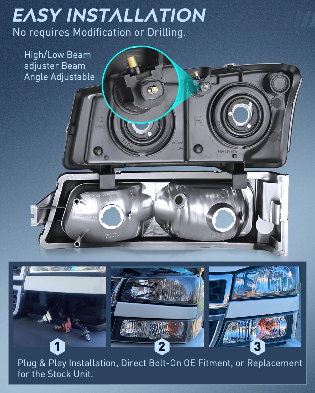 Nilight Headlight And Taillight Assembly Combo Compatible With 2003 2004 2005 2006 2007 Chevy Silverado 1500 1500Hd 2500 2500Hd