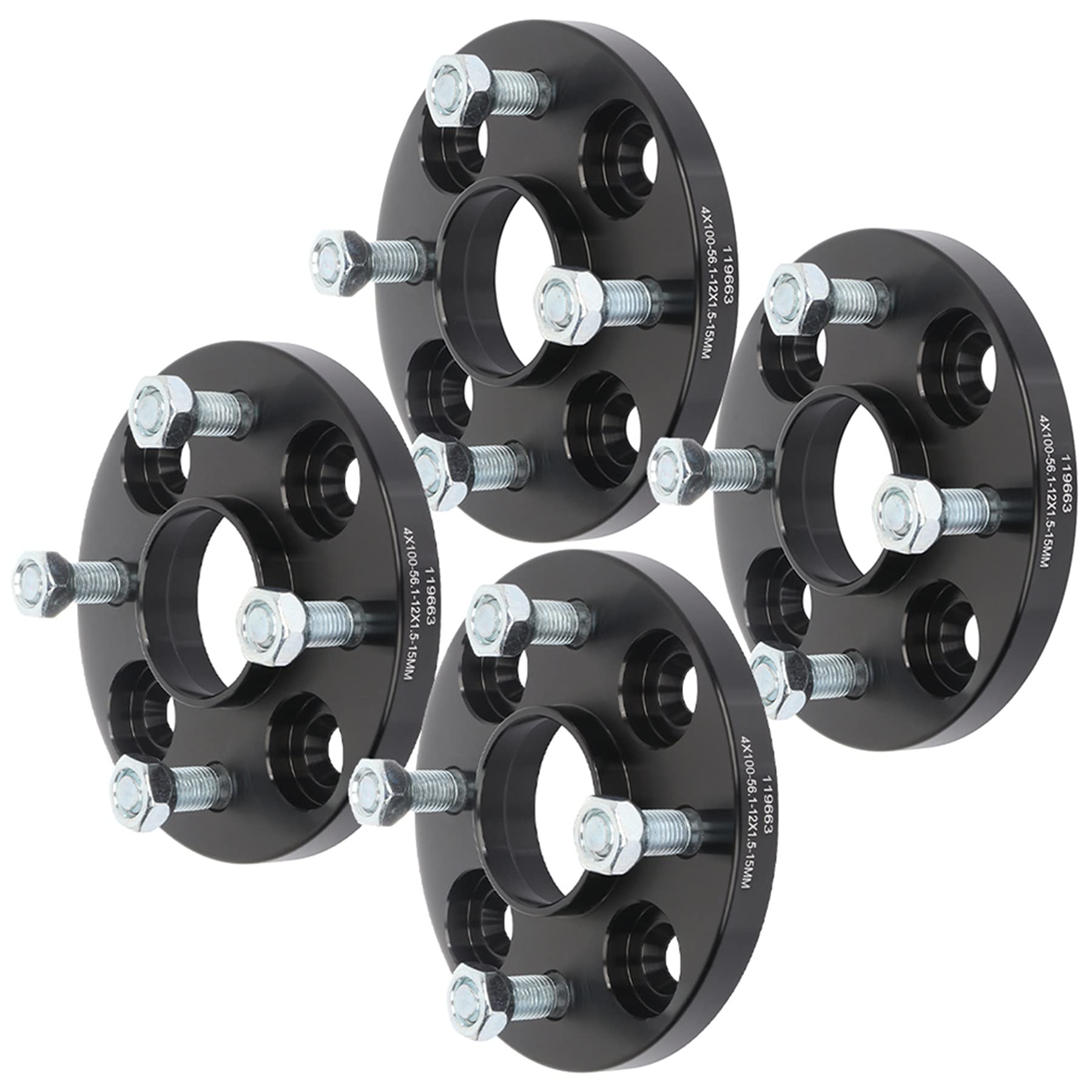 Roadfar 4Pcs 4 Lug Hubcentric Wheel Spacers 4X100 15Mm Thickness Bore 56.1Mm Thread Pitch 12X1.5 Wheel Spacers Compatible For Mirage G4 2017-2018 For Integra 1990-2001