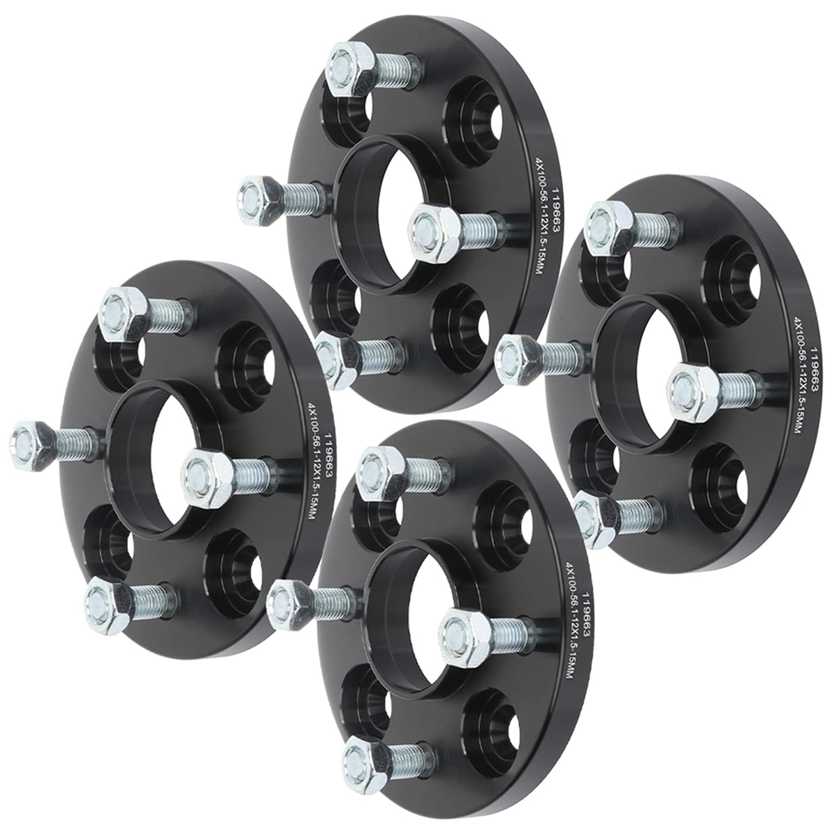 ROADFAR 4Pcs 4 Lug Hubcentric Wheel Spacers 4x100 15mm Thickness Bore 56.1mm Thread Pitch 12x1.5 Wheel Spacers Compatible for Mi