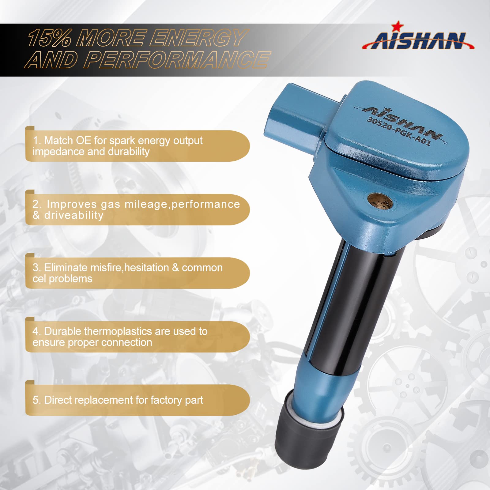 Aishan Set Of 6 Ignition Coil Pack Compatible With Honda Accord Odyssey 3.0L 3.2L 3.5L V6 Acura Tl Cl Rl Lx Ex V6 Vue | Replace#