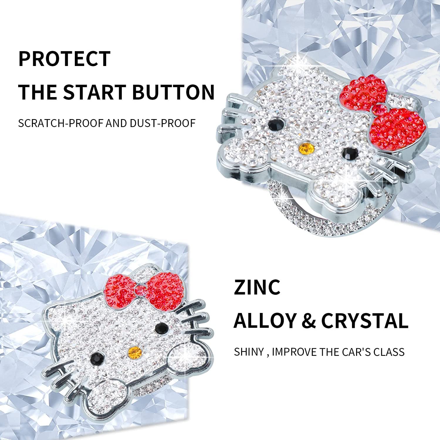 Bling Car Push To Start Button Cover Accessories, Crystal Rhinestone Car Engine Start Stop Button Cover, Auto Ignition Switch Co