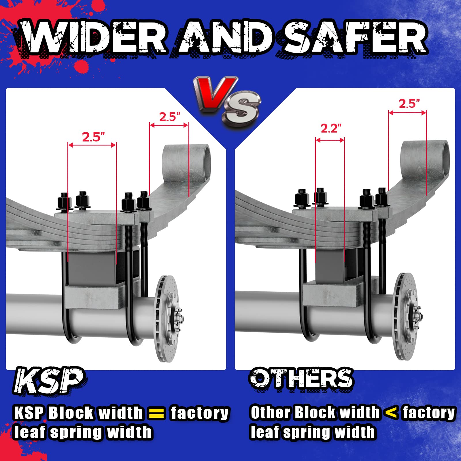KSP 2'' Rear Lift Blocks for Dodge Ram 1500 2002-2008 2WD 4WD, 2in Rear Leveling Kits with 9/16 Extended Round U-Bolts, 2inch He