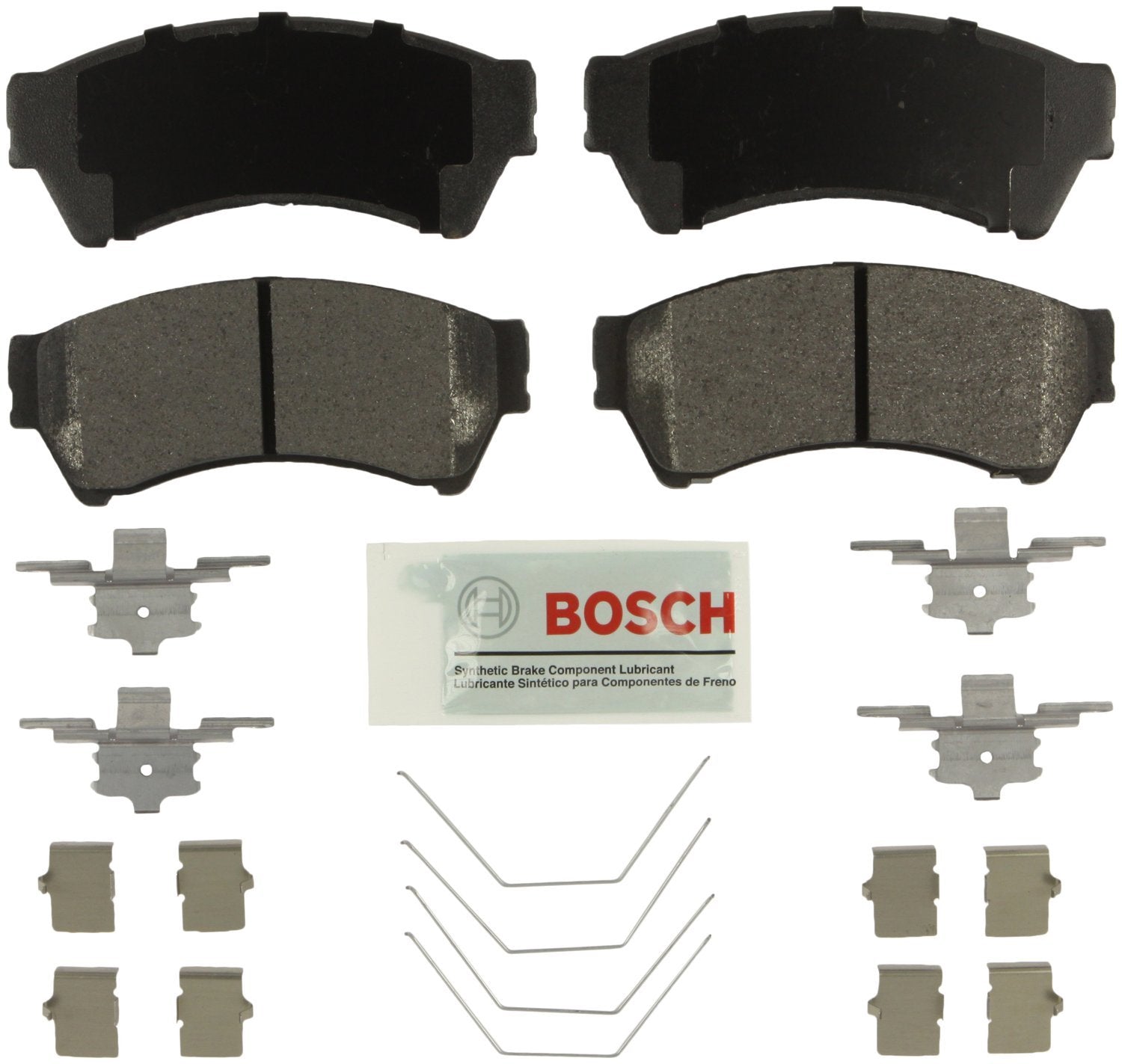 BOSCH BE1164H Blue Ceramic Disc Brake Pad Set With Hardware - Compatible With Select Ford Fusion; Lincoln MKZ, Zephyr; Mazda 6; 