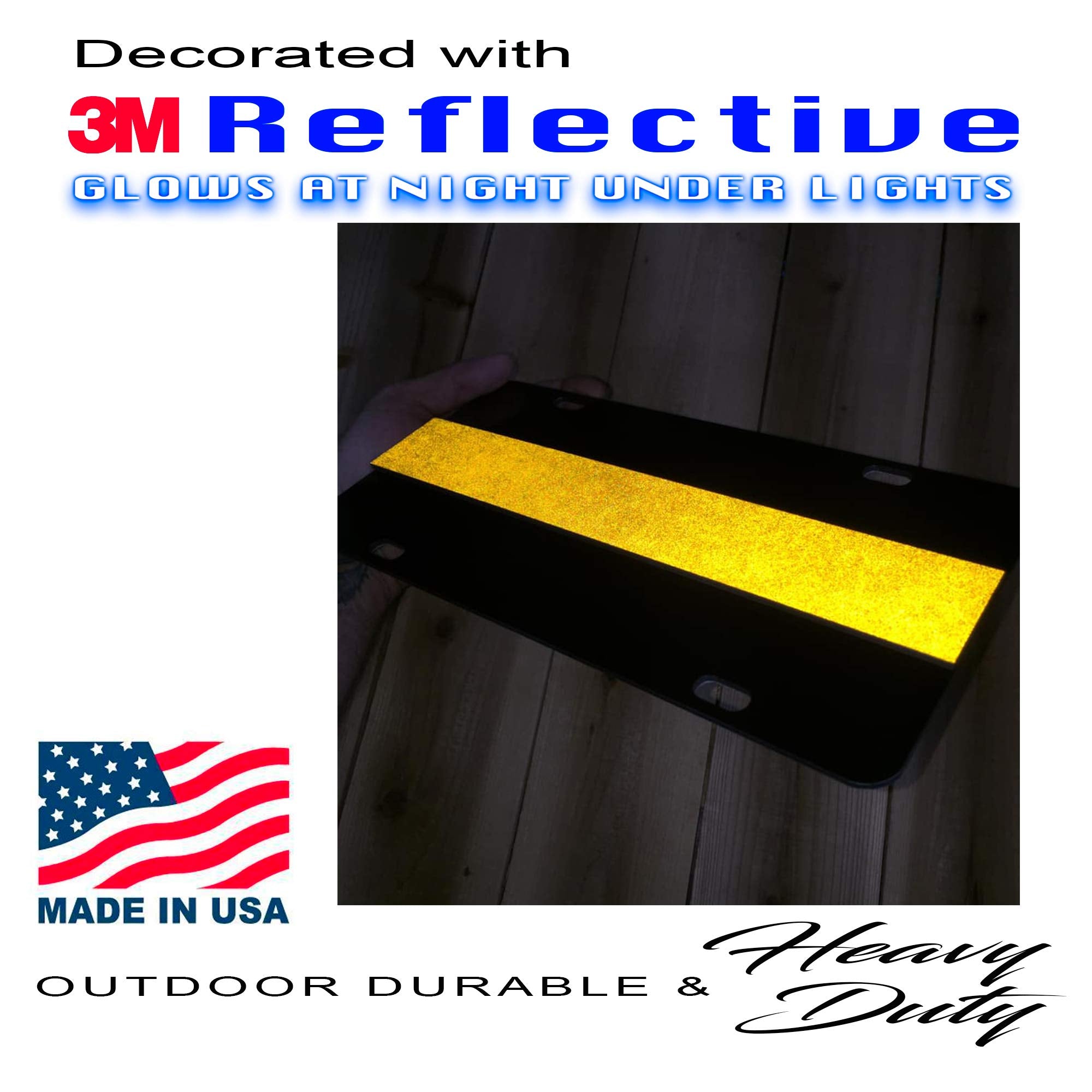 2-D Heavy Duty Reflective Thin Yellow Line License Plate