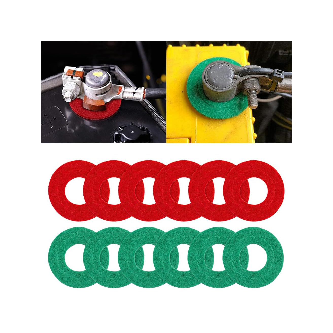 AUCELI Car Battery Terminal Washers, 12PCS Fiber Vehicle Batteryterminal Protector, Automotive Batteryterminal Protection Felt G