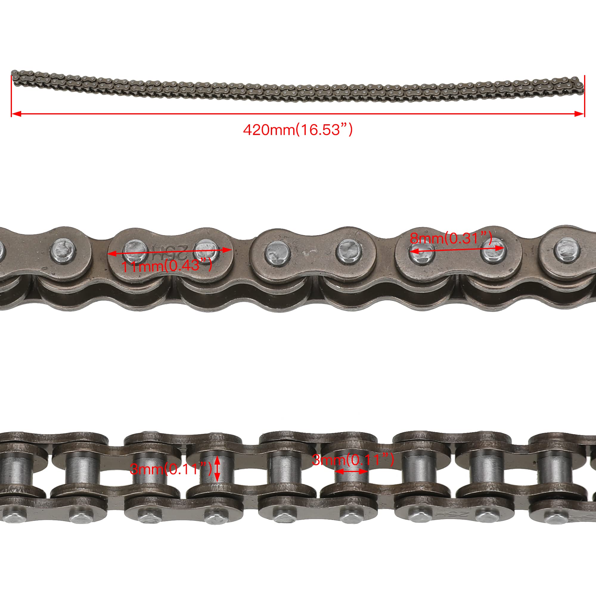 GREHUA 25H Chain 132 Link Drive Chain Tensioner with Master Link for Razor MX500 MX650 Dirt Rocket RSF650 SX650 SX500 SX350 Mcgr