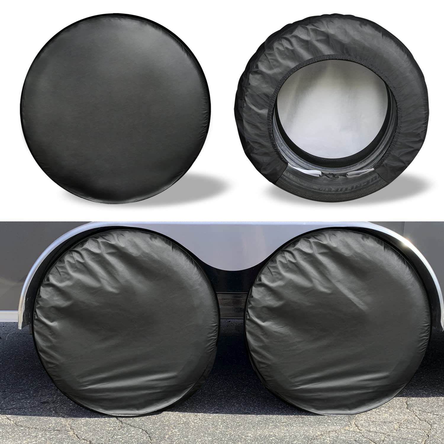 Kayme Rv Tire Covers Set Of 4, Waterproof Wheel Cover Travel Trailer Camper Truck Suv Motorhome, Sun Rain Snow Protector, Fit 24