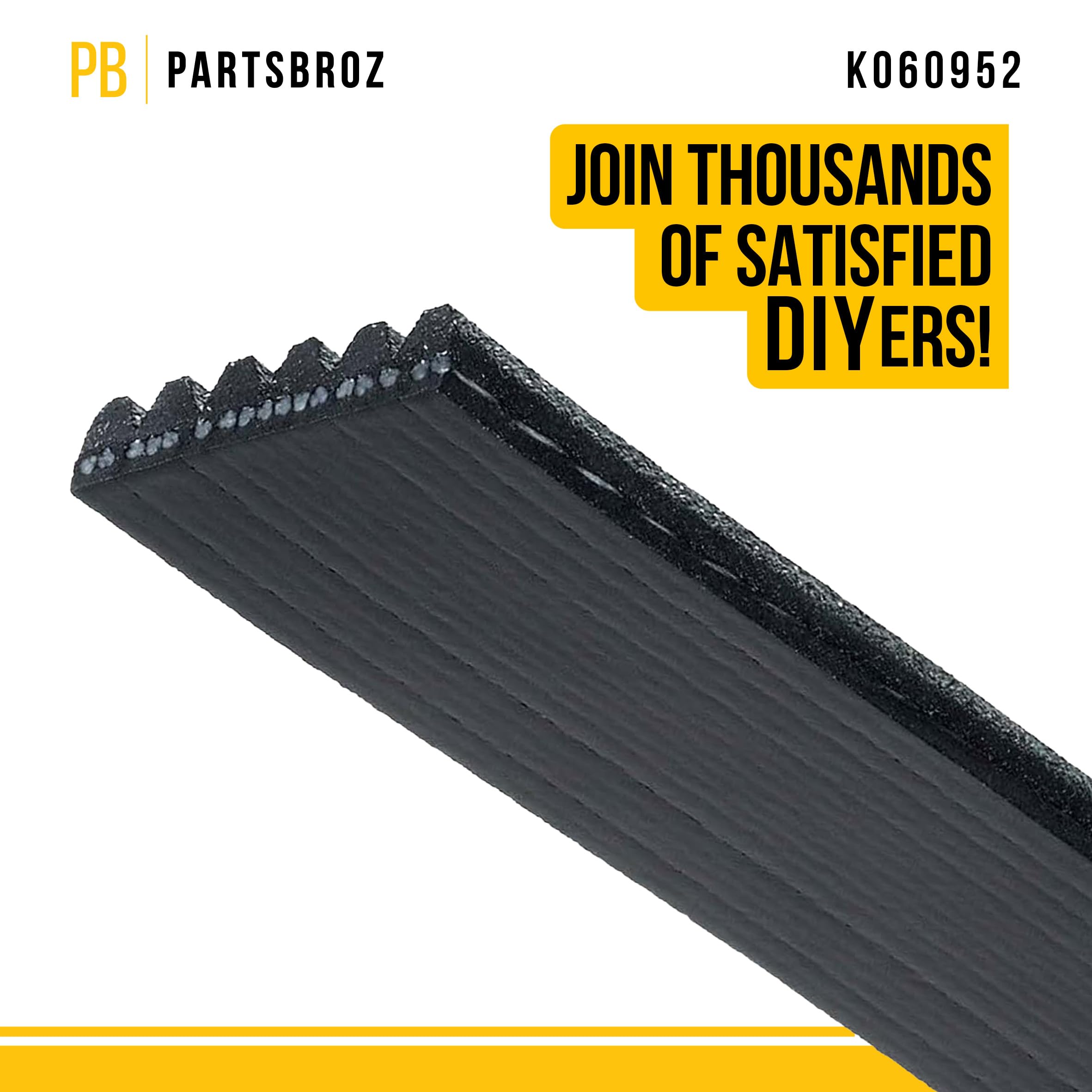 Partsbroz K060952 Micro-V Serpentine Drive Belt - Compatible With Gates Continental Bando Acdelco - Replaces 6K952, 6Pk2420, 406