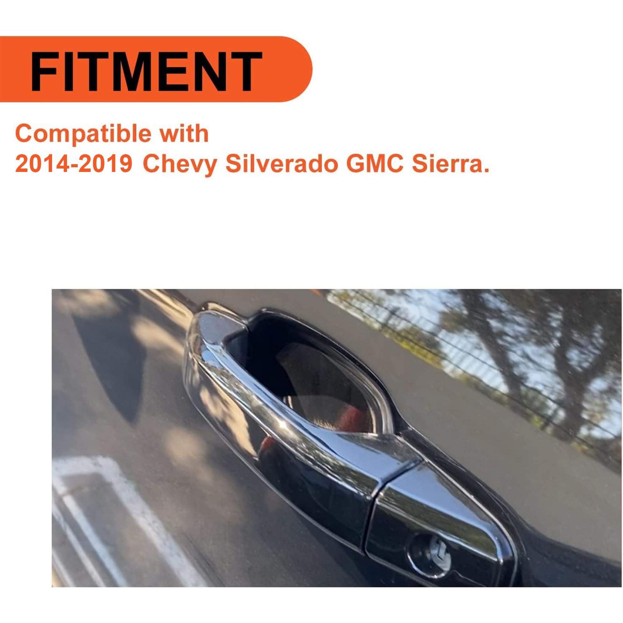 ECOTRIC 4Pcs Exterior Door Handles Replacement Compatible with 2014-2019 Chevy Silverado GMC Sierra Replacement for 22923605 232