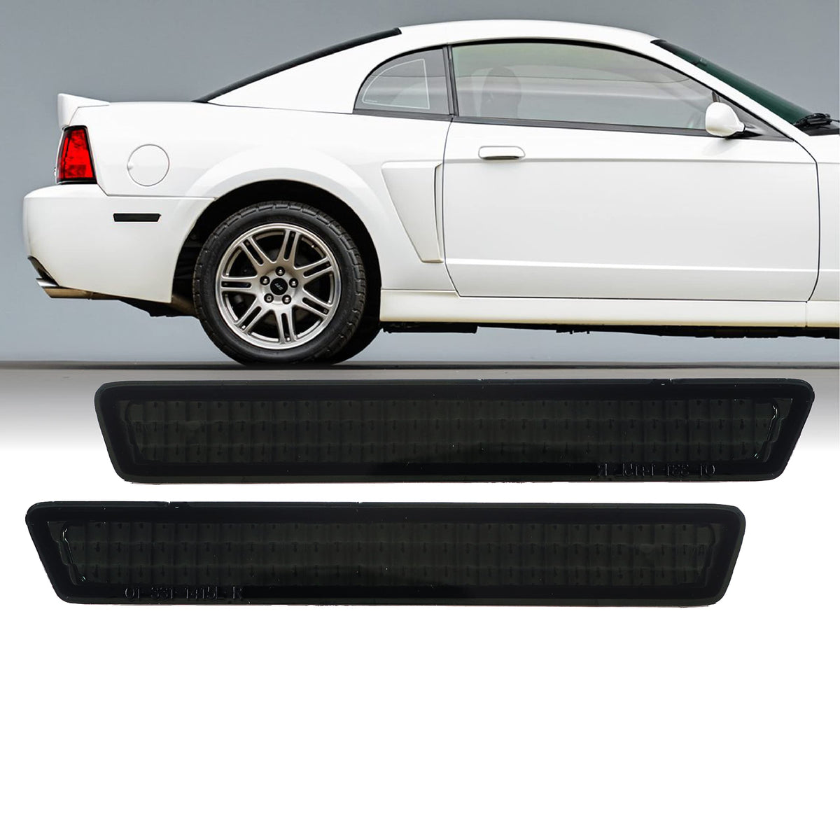 Usr Depo 99-04 Rear Lights - Smoke Lens Rear Bumper Reflector Lamps Set (Left + Right) Compatible With 1999-2004 Ford Mustang Al