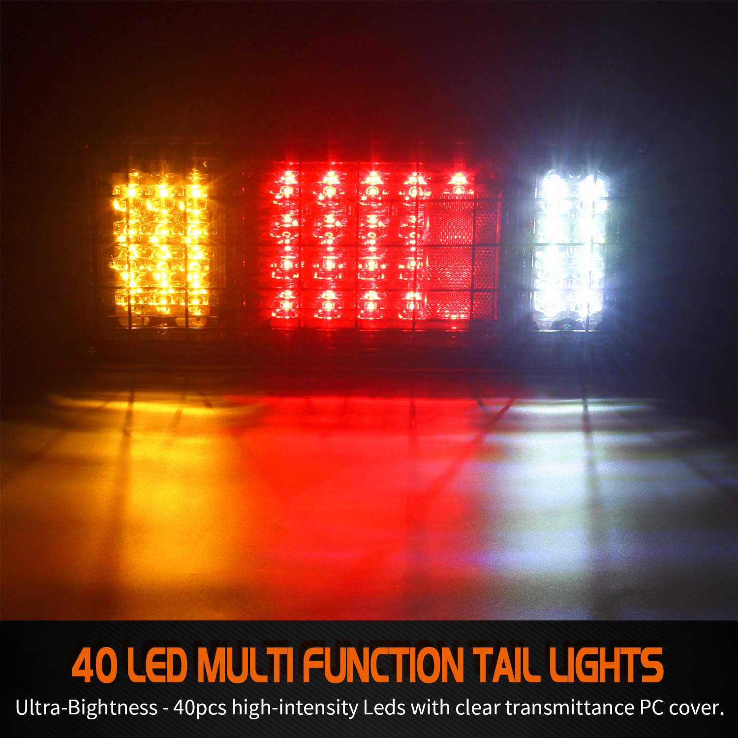 Linkitom 40 Led Truck Tail Light Bar, Super Bright Tail Turn Signal Brake Reverse Tail Light With Iron Net Protection For 12/24V Truck Boat Snowmobile Trailer Pickup Rv Camper Utv Ute Vans