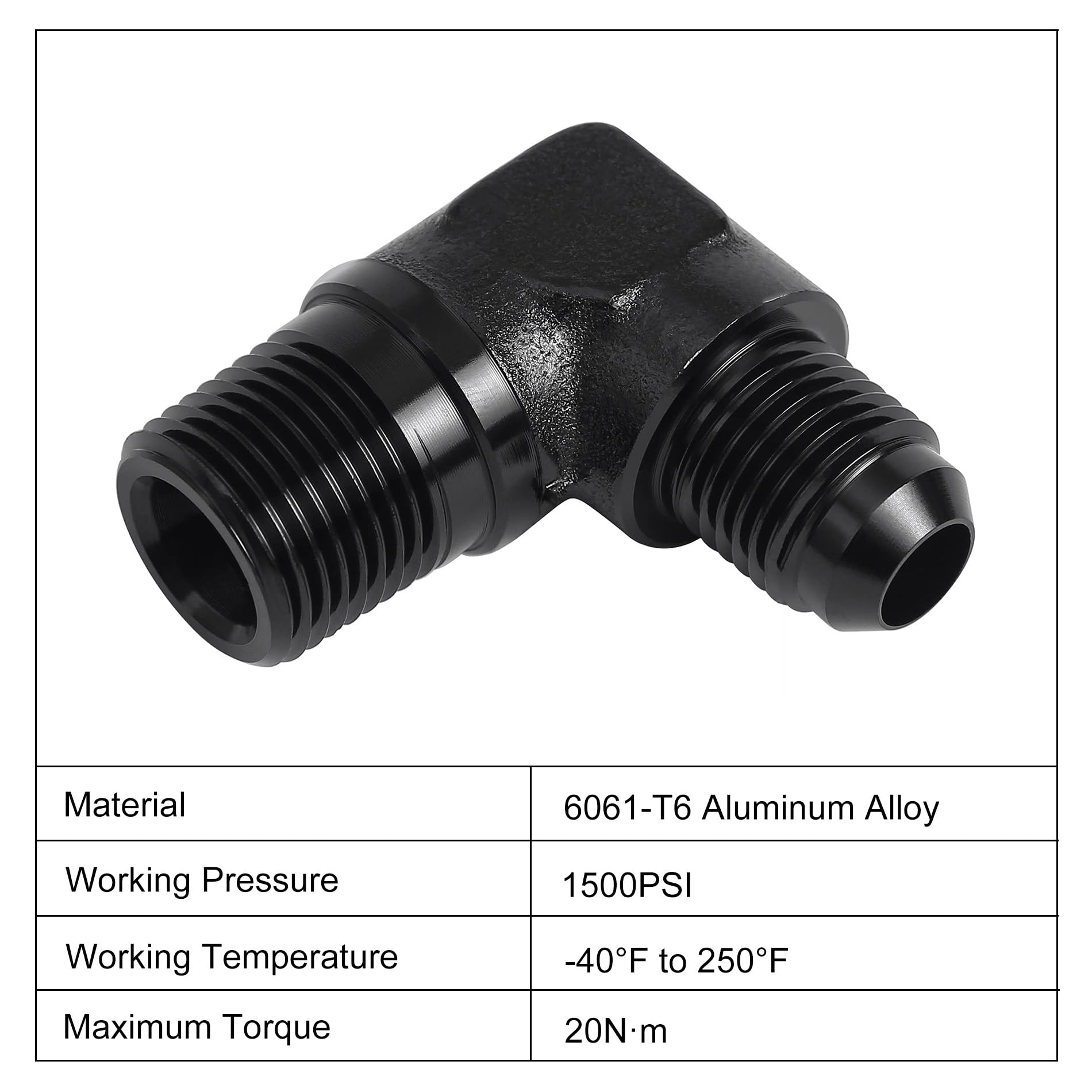 Evil Energy 6An To 3/8'' Npt Male 90 Degree Fitting Adapter Aluminum