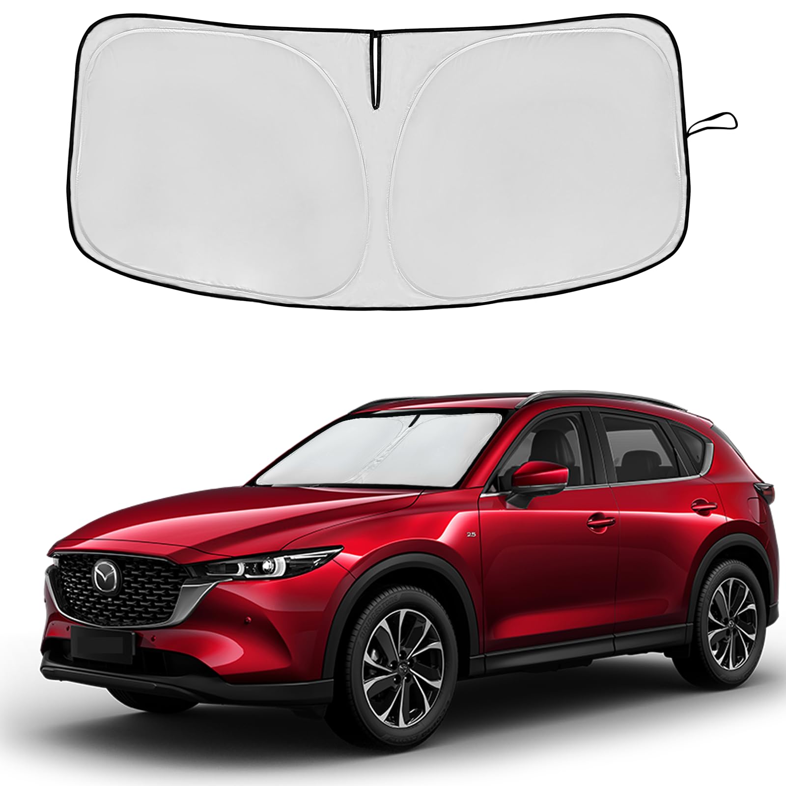 Windshield Sun Shade For Mazda Cx5 Cx-5 2017-2025 Double Layer 240T Front Window Shade Custom Fit Cx5 Cx-5, Sport, Touring, Gran