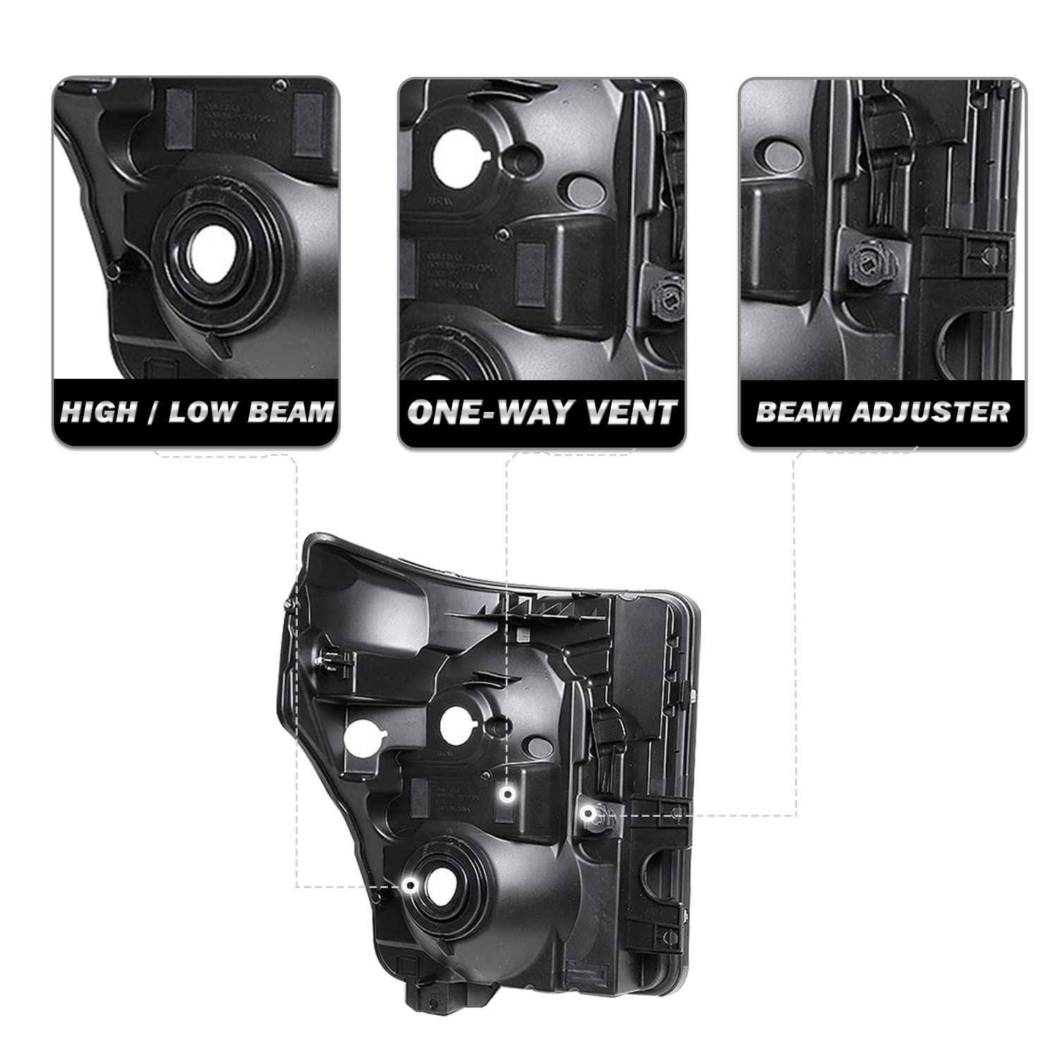 Sockir Headlight Assembly Set For 2011-2016 Ford F-250 F-350 F-450 F-550 Super Duty Passenger And Driver Side (Chrome Housing With Amber Reflector)