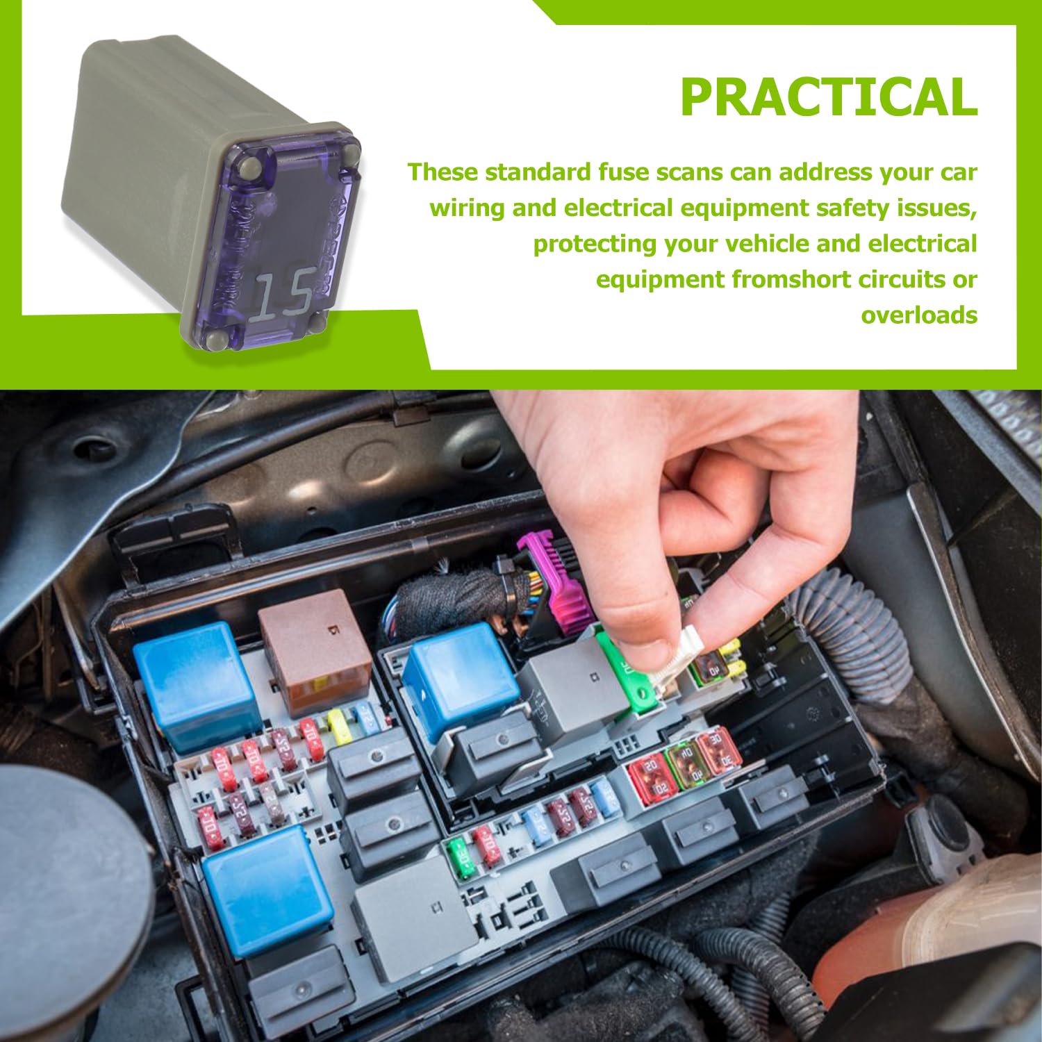 EPLZON 15A 15AMP 32V FMM MCASE 608815 Micro Cartridge Fuses Low-Profile Fuses Kit(Pack of 10pcs)