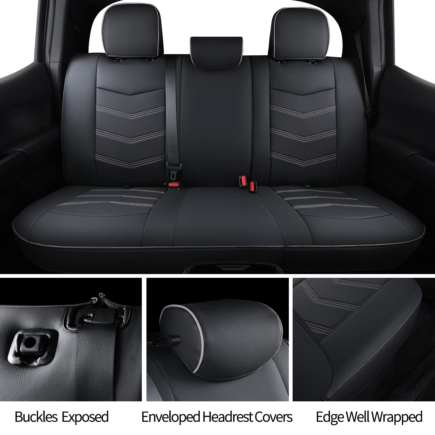 Luckyman Club Tacoma Custom Seat Covers Full Set, Fit 2024-2025 Tacoma Double/Crew Cab, With Waterproof Faux Leather (Full Set,