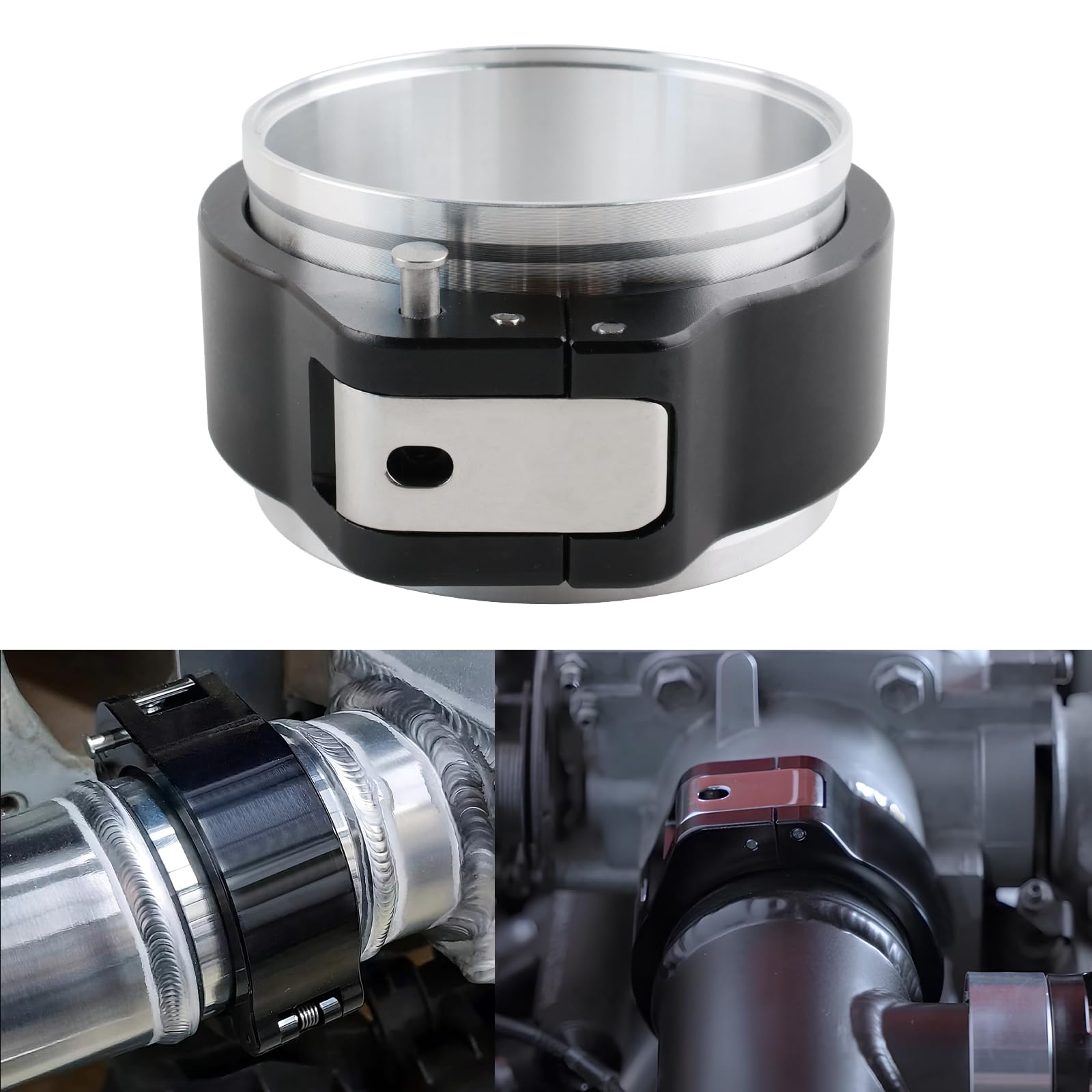 RiAiCiING 3 Inch Aluminum Quick Release V Band Clamp, 76mm Intake Intercooler Pipe Clamp for Intercooler Pipe Clamp Throttle Uni