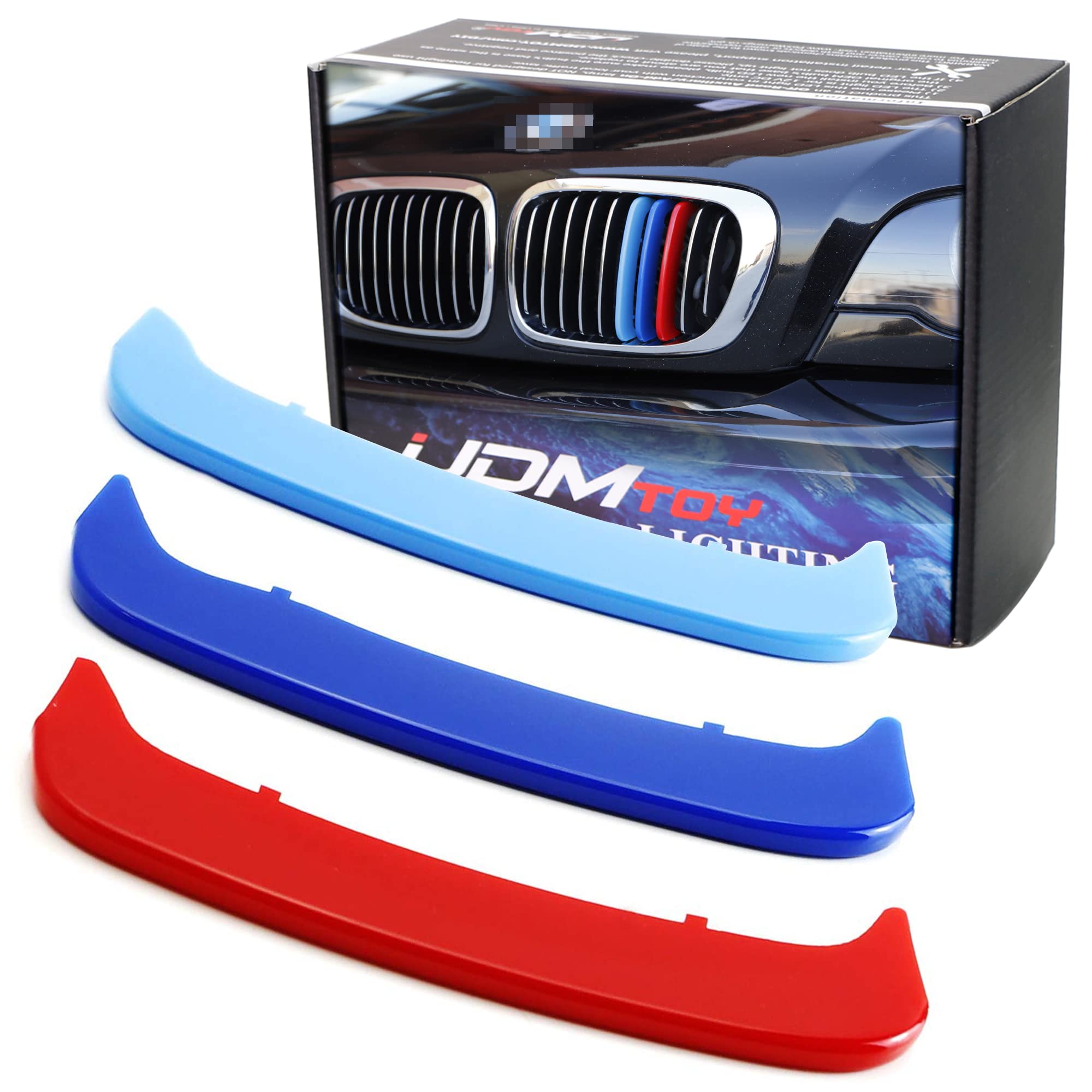 Ijdmtoy Exact Fit ///M-Colored Grille Insert Trims Compatible With 2002-05 Bmw E46 Lci 3 Series 4-Door Sedan 323I 325I 328I 330I