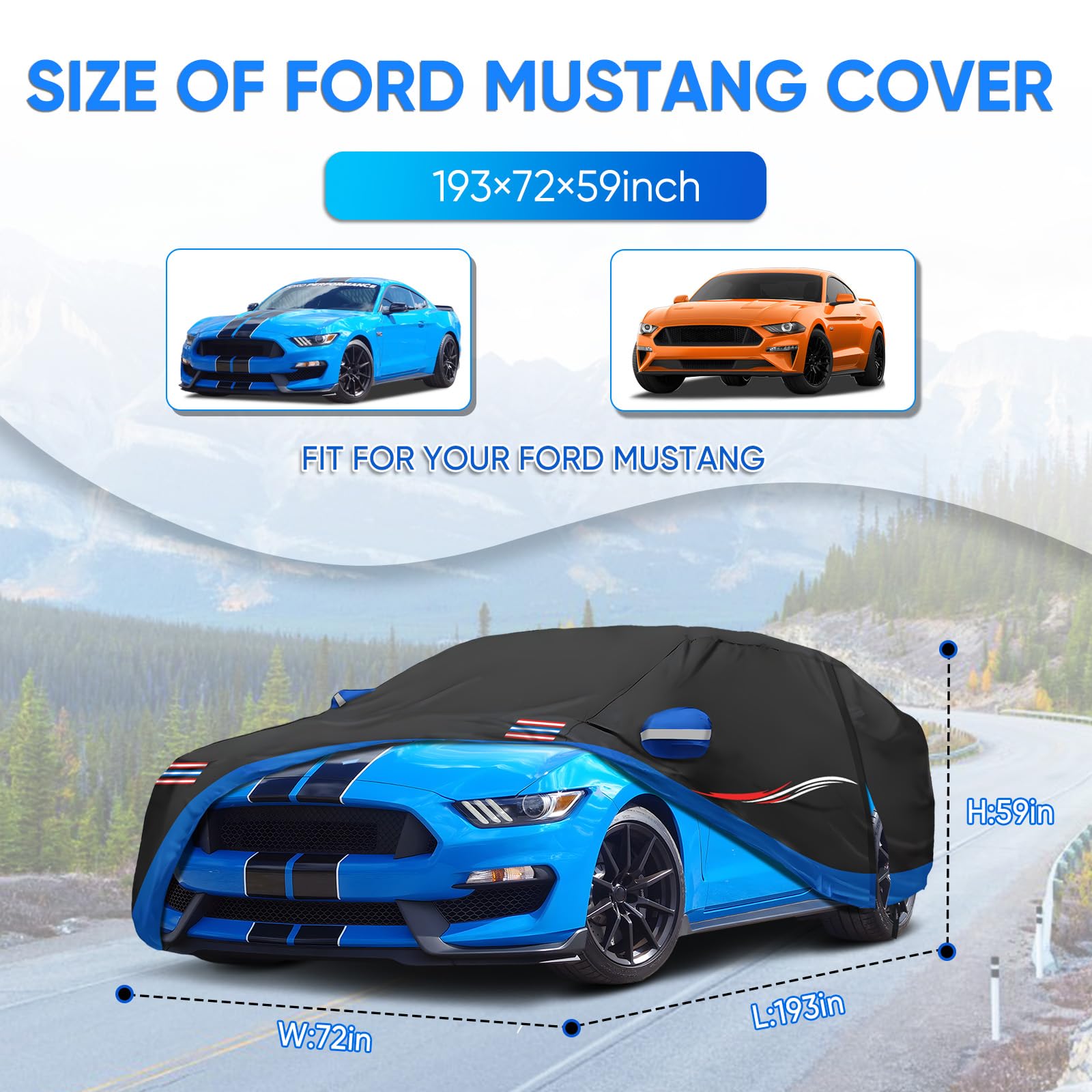 Neverland Car Cover For Mustang - Custom Fit For Ford Mustang Gt 1994-2025, 420D All Weather Waterproof Heavy Duty For Outdoor S