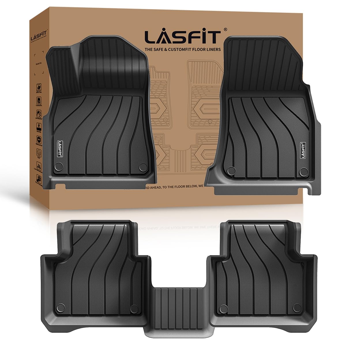 Lasfit Floor Mats For Porsche Cayenne 2019-2025 All Weather Floor Liner Tpe Custom Fit 1St & 2Nd Row Rubber Car Mats For Porsche