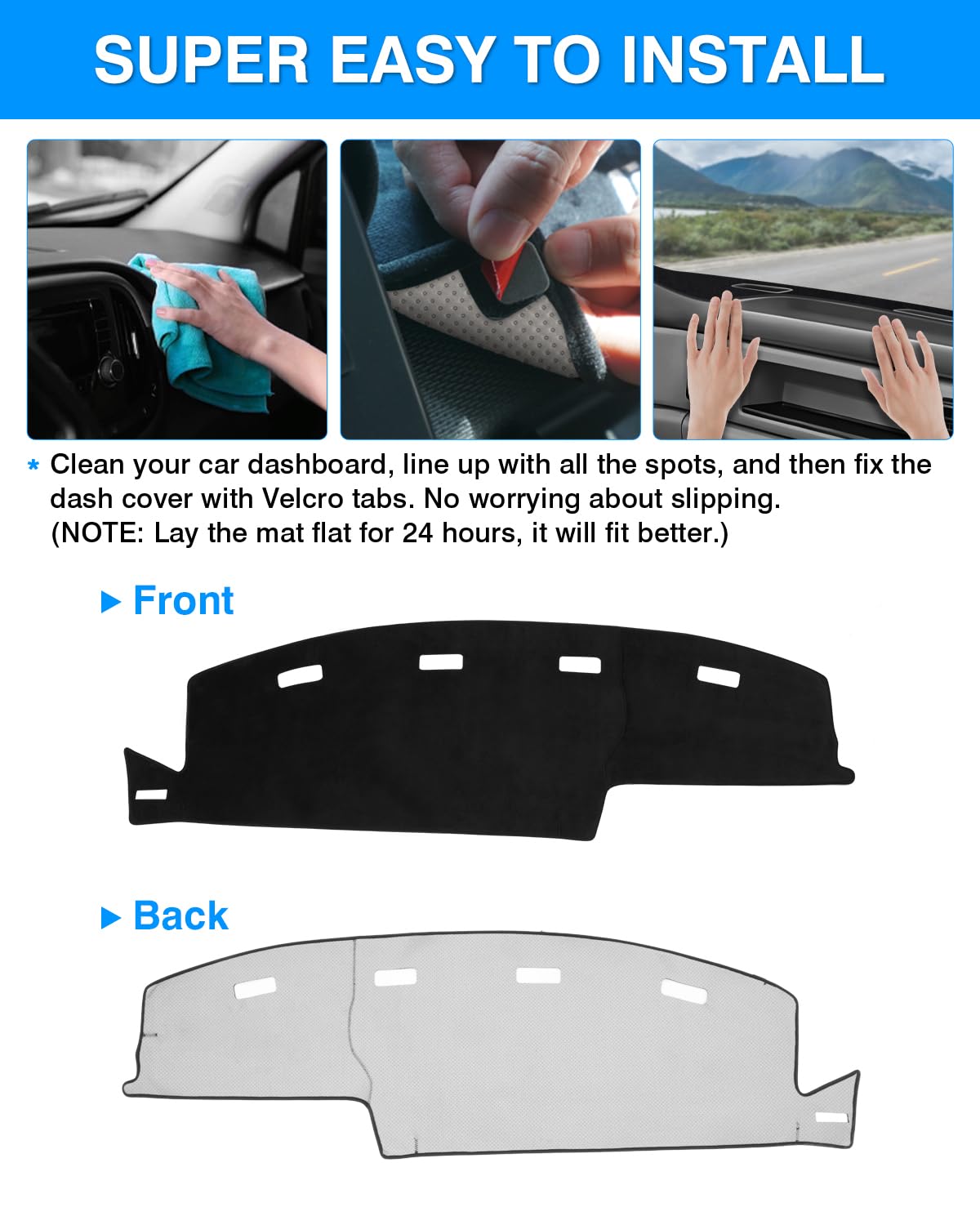 Autorder Dashboard Cover Mat For 1994-1997 Dodge Ram 1500 2500 3500 Accessories Dash Cover Flannel Dash Mat Sunshade Glare Uv Ra