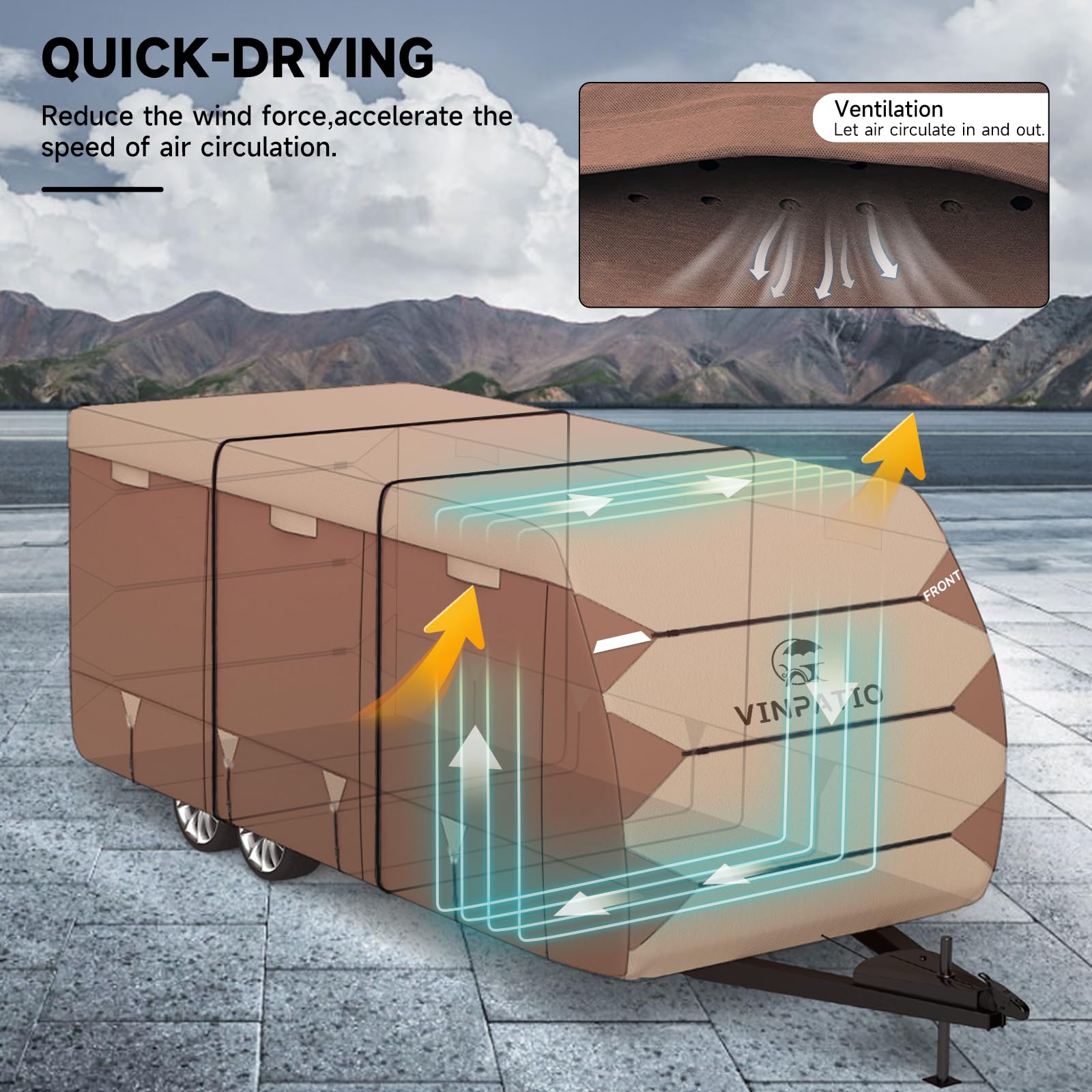 Vinpatio Oxford Fabric Travel Trailer Rv Cover, Toy Hauler Cover Fits 24'-27' Rv Heavy Duty 300D Ripstop Anti-Uv Waterproof Wind