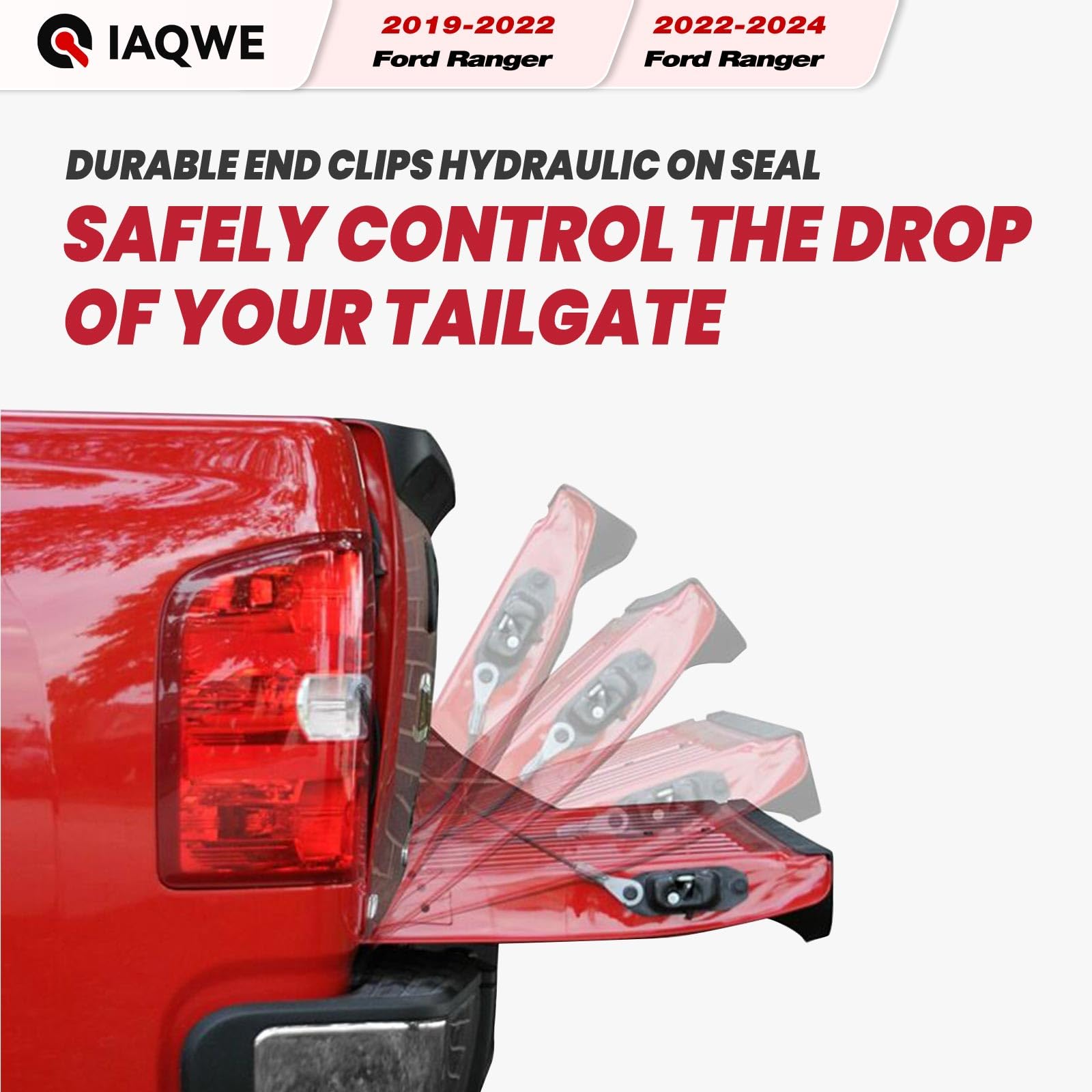 Iaqwe Truck Tailgate Assist 43206 Shock Fit For Ford Ranger 2019 2020 2021 2022 2023 2024, Heavy Duty Steel Tailgate Damper With