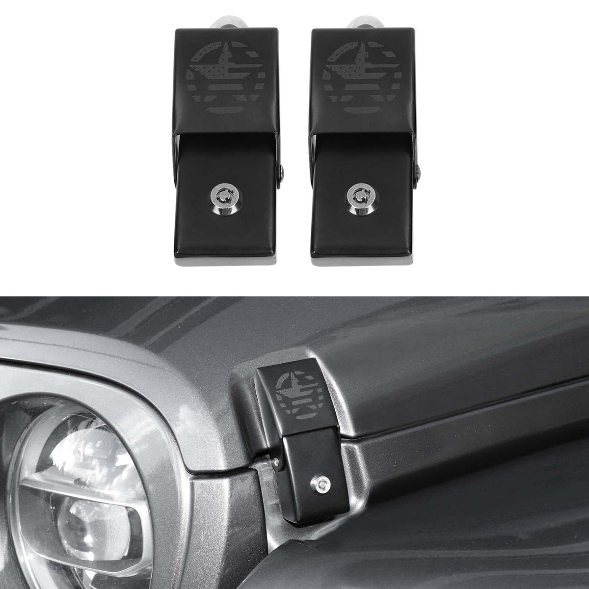 Sqqp Hood Latches Locking Hood Catch Kit Aluminum Alloy Hood Locks For 2007-2018 Jeep Wrangler Jk Jku, For 2018-2023 Jl Jlu & Je