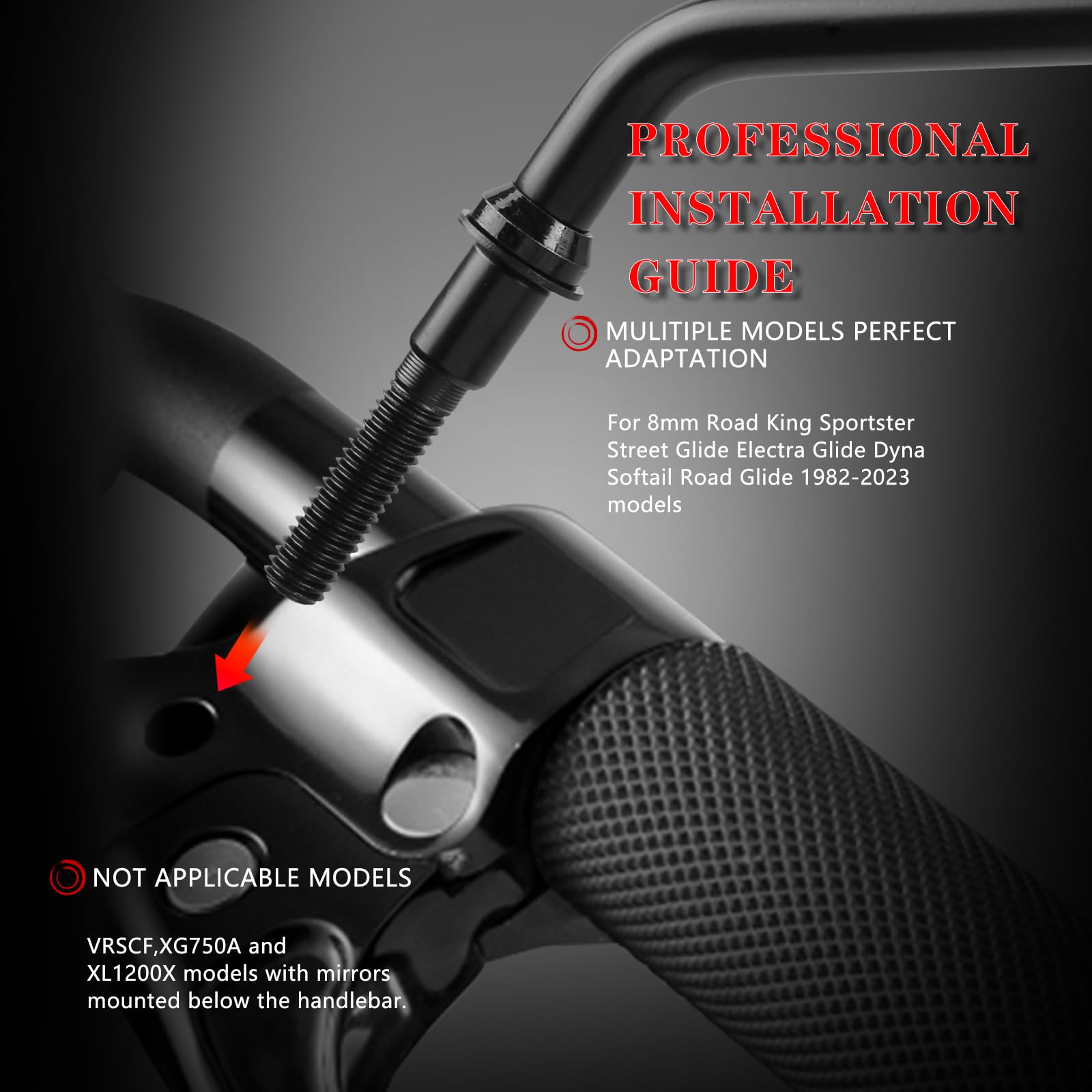 LDJXDADI Black Sportster Mirrors for Road King Street Electra Glide Dyna Softail Road Glide Motorcycle Rearview 1982-2019 2020 2