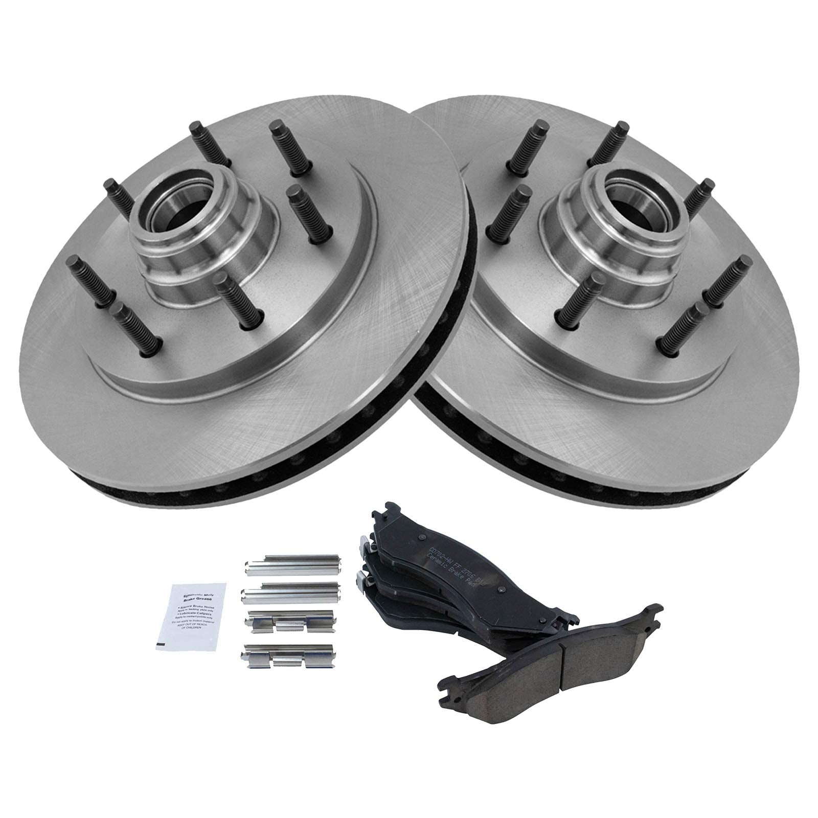 Trq Front Brake Pad & Rotor Kit Brake Pads Brake Rotor Ceramic Compatible With 1999-2003 Ford F-150 2004 F-150 Heritage 1997-199
