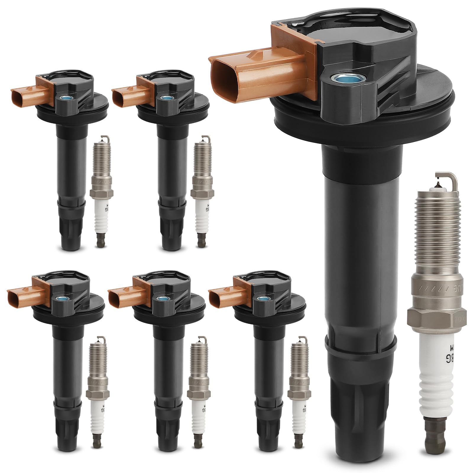 Uf646 Ignition Coil & Sp534 Double Iridium Spark Plug For 11-17 Ford F-150 Explorer Expedition Taurus Transit-150 250 350/Lincol