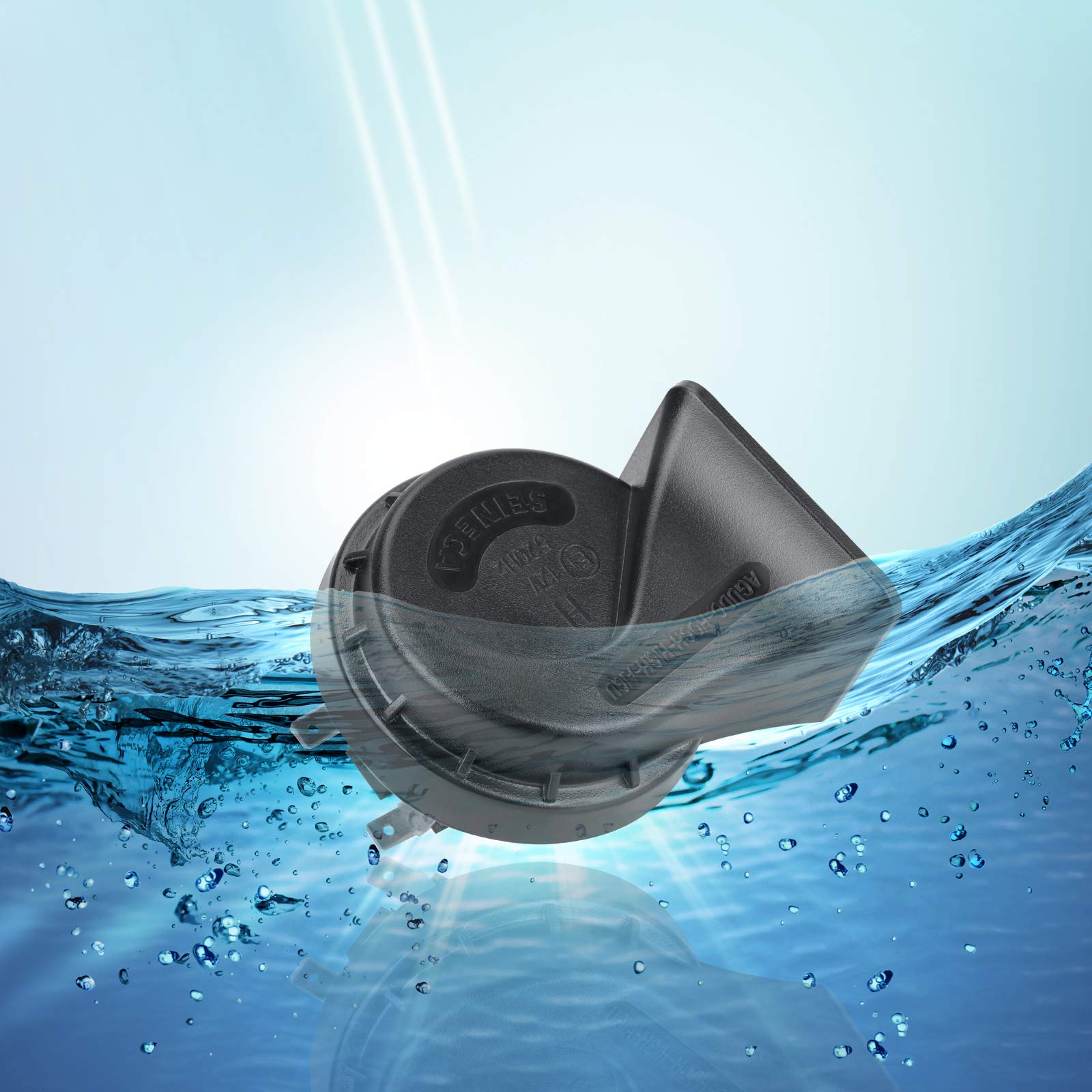 Seineca Car Single Horn Loud Waterproof 12V High Tone Snail Electric Horn For Motorcycle Pickup Rv Suv Mpv Van Electric Scooter. (Black High)