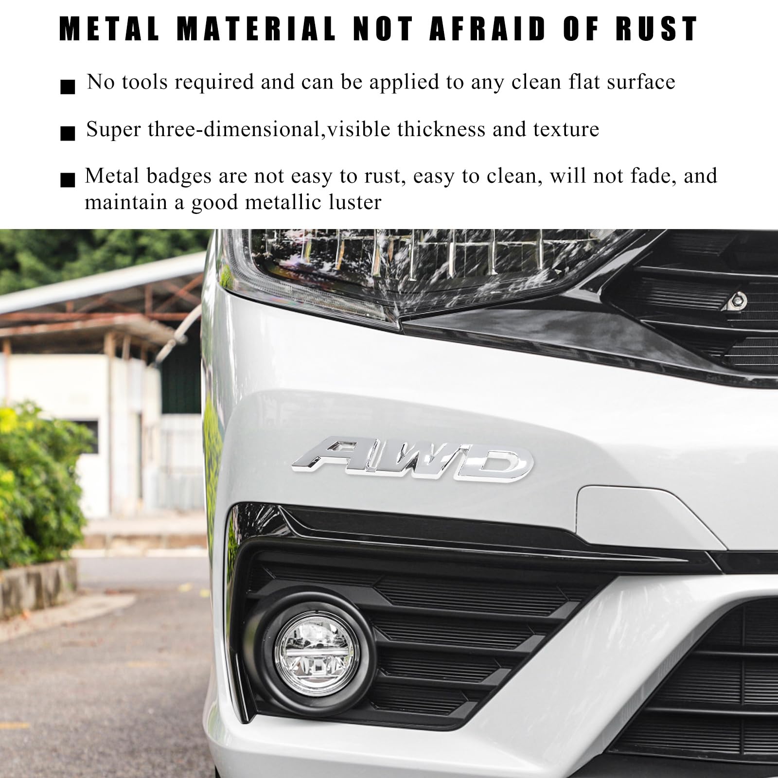 Wevdn AWD Emblem Sticker, 3D Metal Letter Badge Decal for Car Tailgate Side, Non-Fading AWD Emblem Sticker Fit Vehicle Tailgate