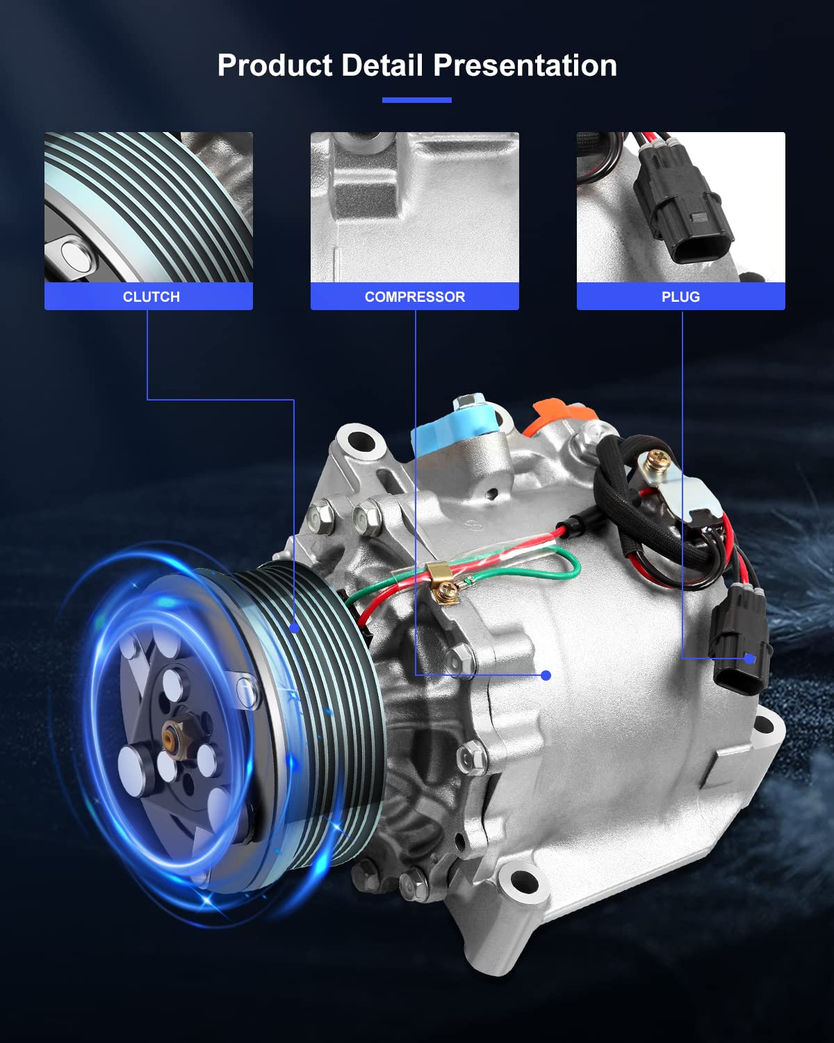 Eccpp Ac Compressor With Clutch 2006-2011 Fit For Honda Civic 1.8L Air Conditioning Compressor Rapid Cooling Trse07