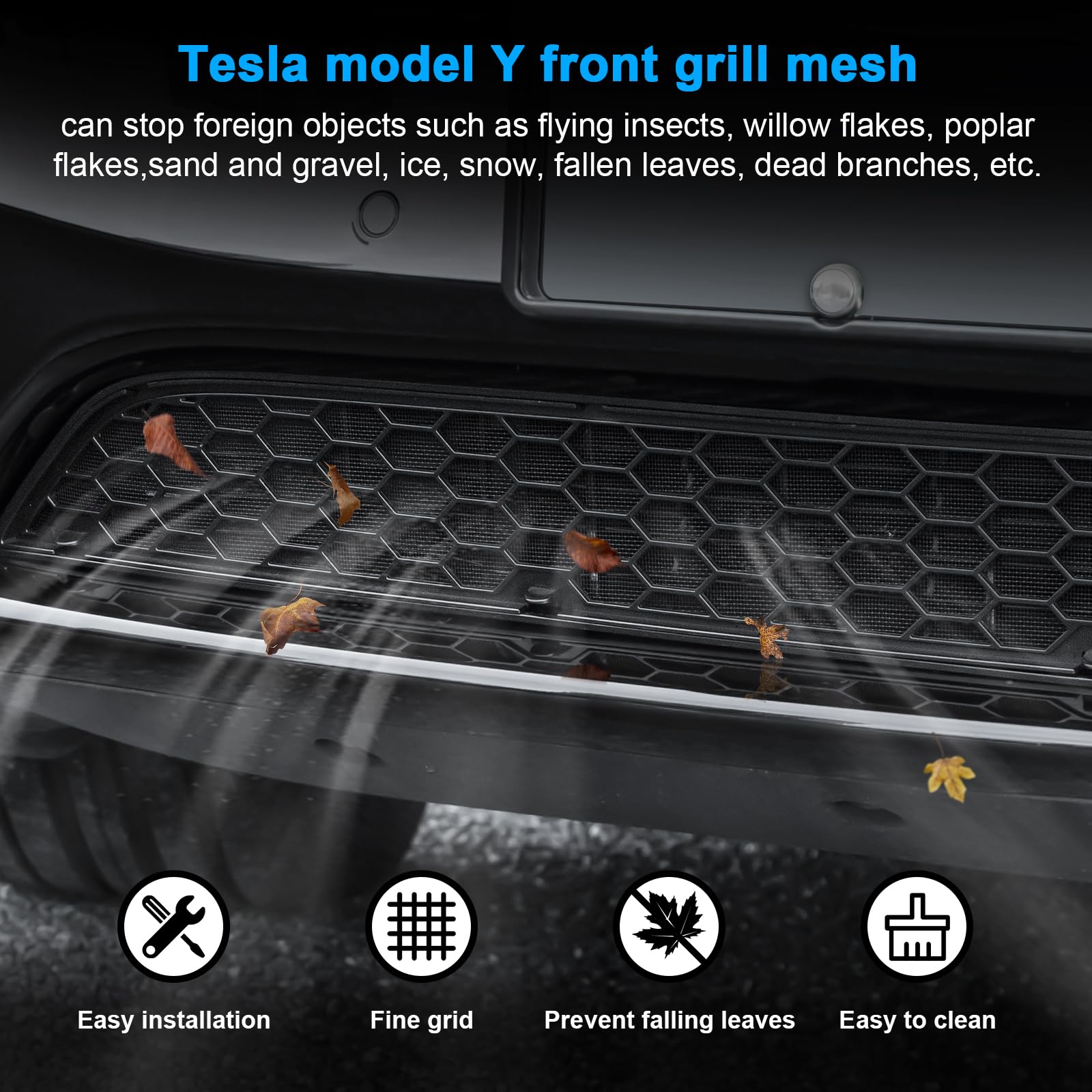 Kunist Grille Mesh Inserts For Tesla Model Y 2021-2025 Front Air Inlet Vent Grille Cover Replacement For Tesla Model Y Accessori