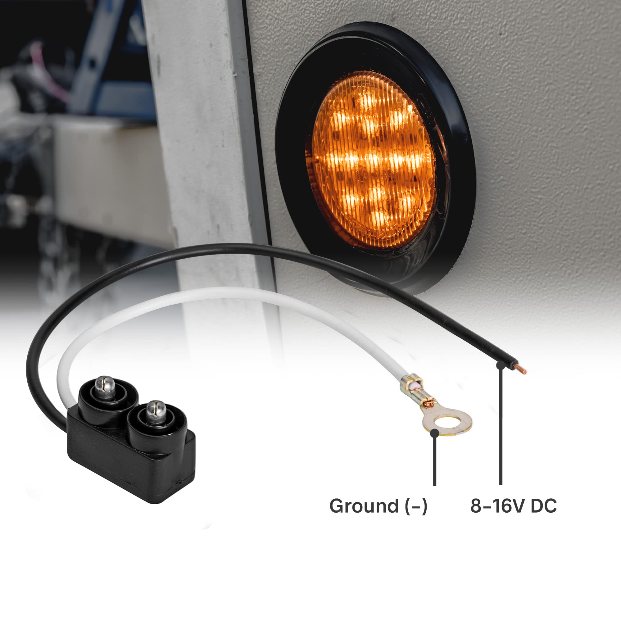 True Mods 2Pc 2.5'' 12V Amber Round Led Clearance Side Marker Lights [Dot Fmvss 108] [Sae P2] [Reflector Lens] [Grommet & Plugs]